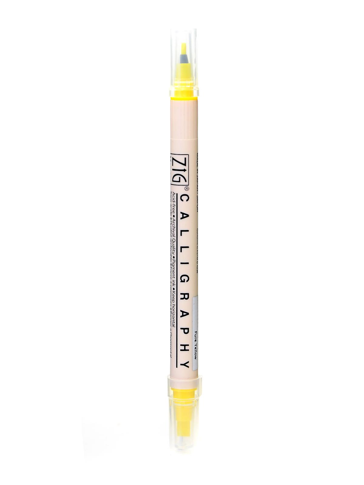Memory System Twin Tip Calligraphy Pen Pure Yellow