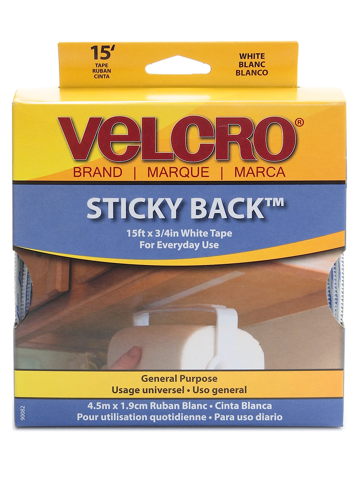 Sticky Back General Purpose Fastener White 3 4 In. X 5 Yd. Roll