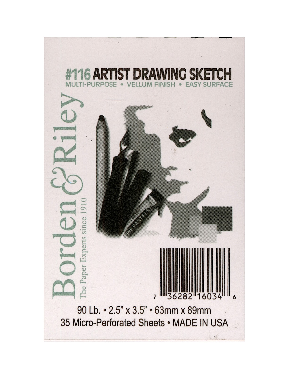 #116 Artist Drawing Sketch Vellum Pads 2 1 2 In. X 3 1 2 In. 35 Sheets Spiral Bound