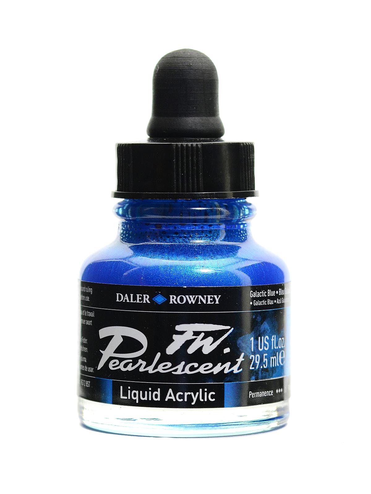 FW Pearlescent and Shimmering Liquid Acrylic galactic blue 1 oz.