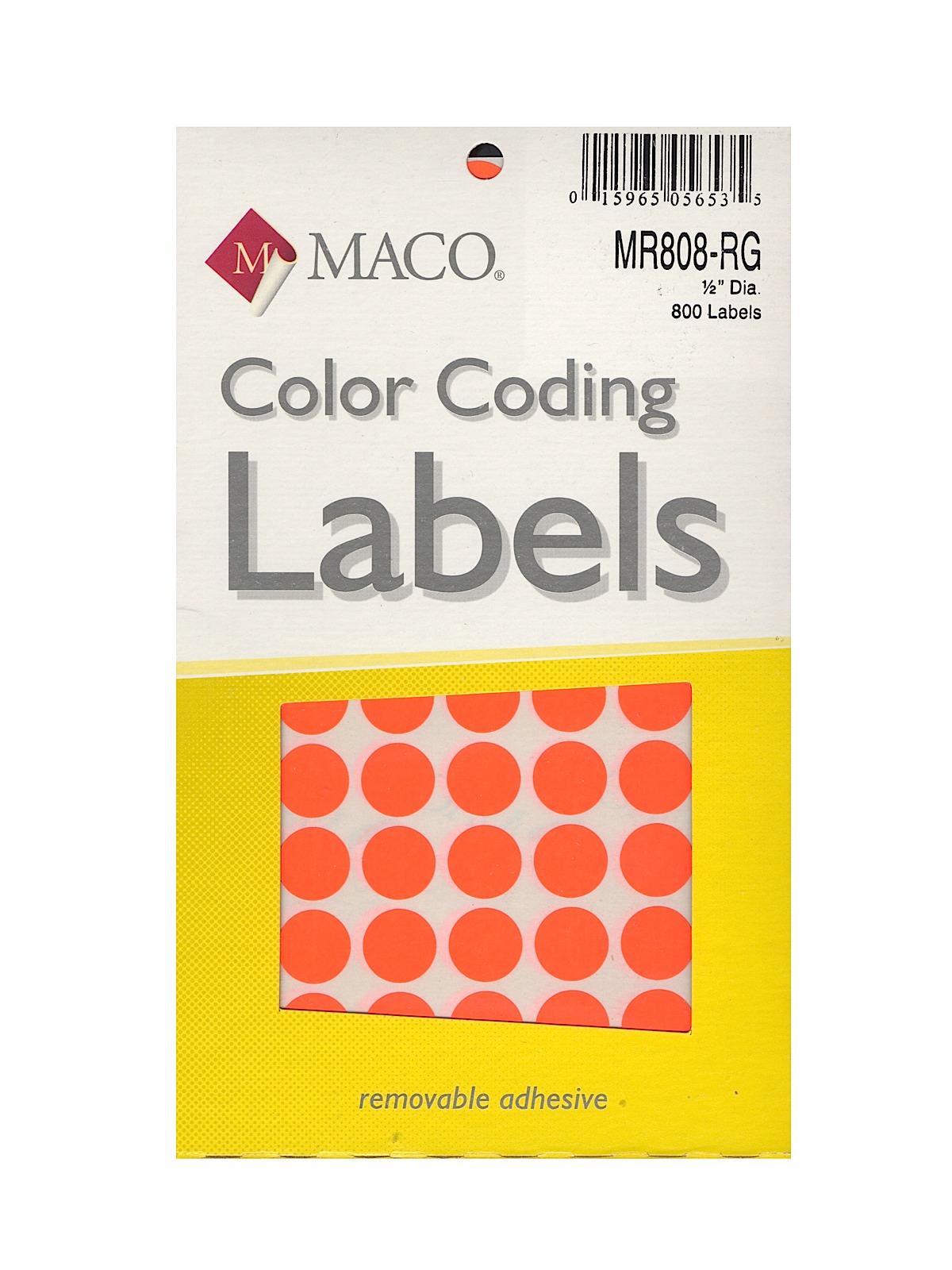 Color Coding Labels 1 2 in. round red glow pack of 800