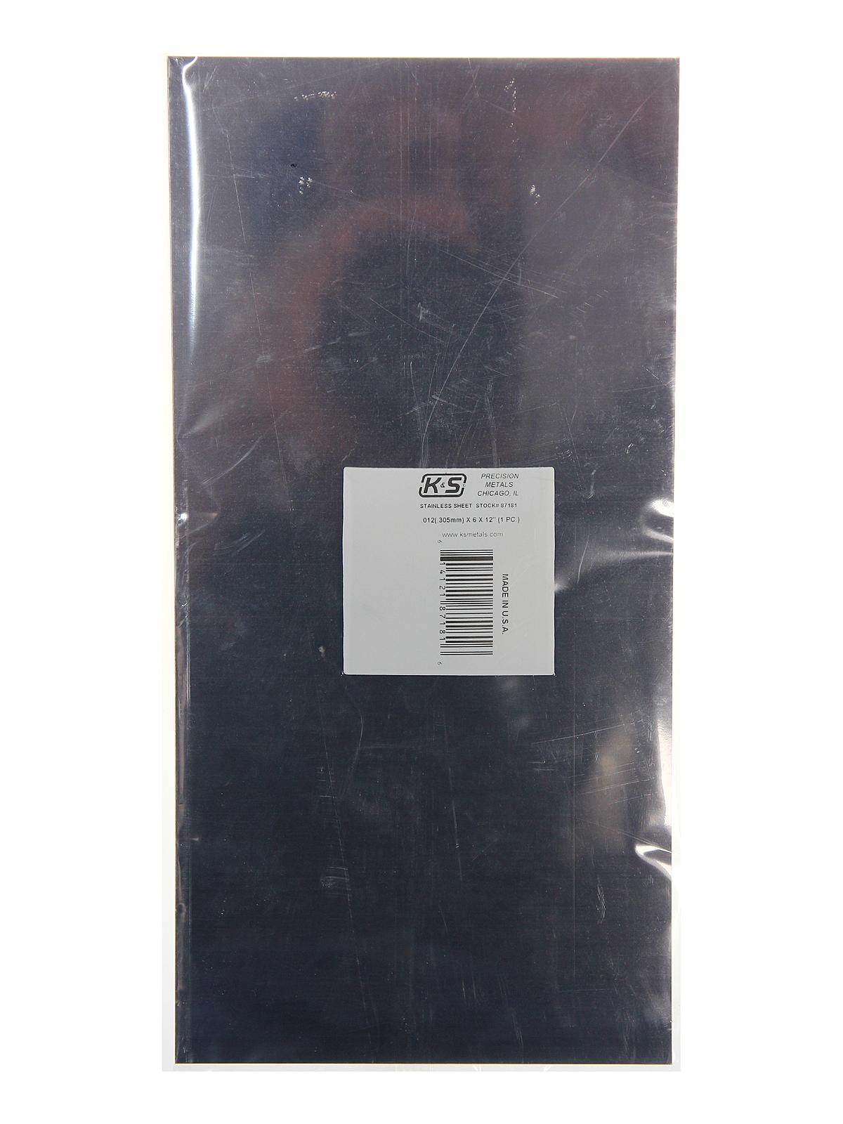 Sheet Metal .012 in. 6 in. x 12 in. stainless steel