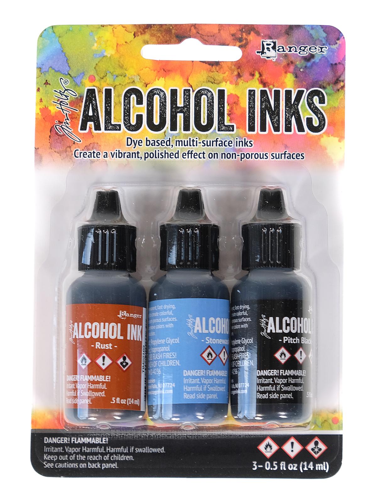Tim Holtz Alcohol Ink Sets miner's lantern rust, stonewashed, pitch black