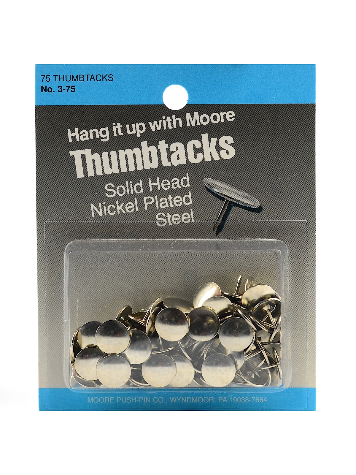 Solid Head, Nickel-plated Thumbtacks 7 16 In. Head, 5 16 In. Point Pack Of 75