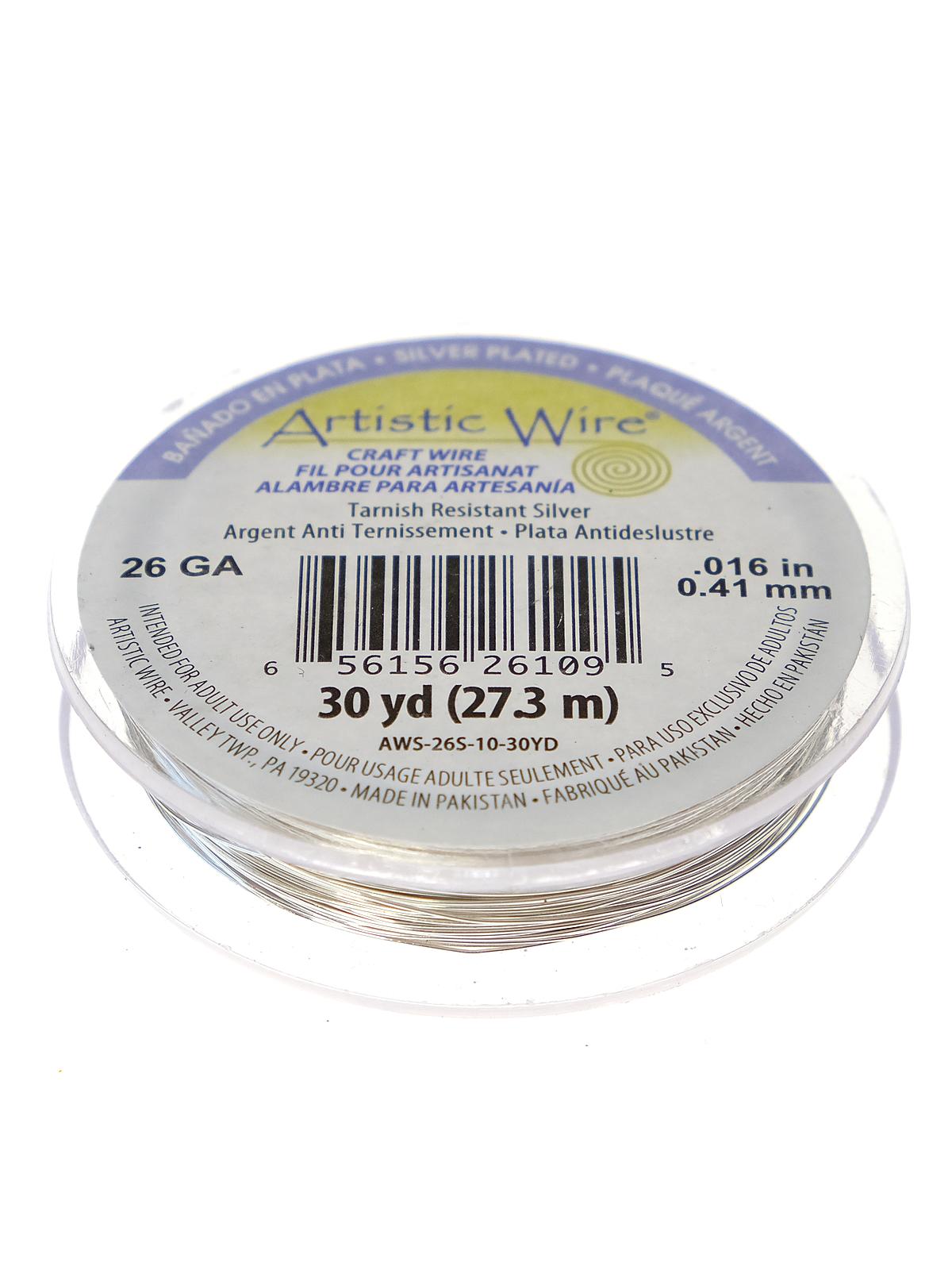 Spools 30 yd. non-tarnish silver 26 gauge, silver plated
