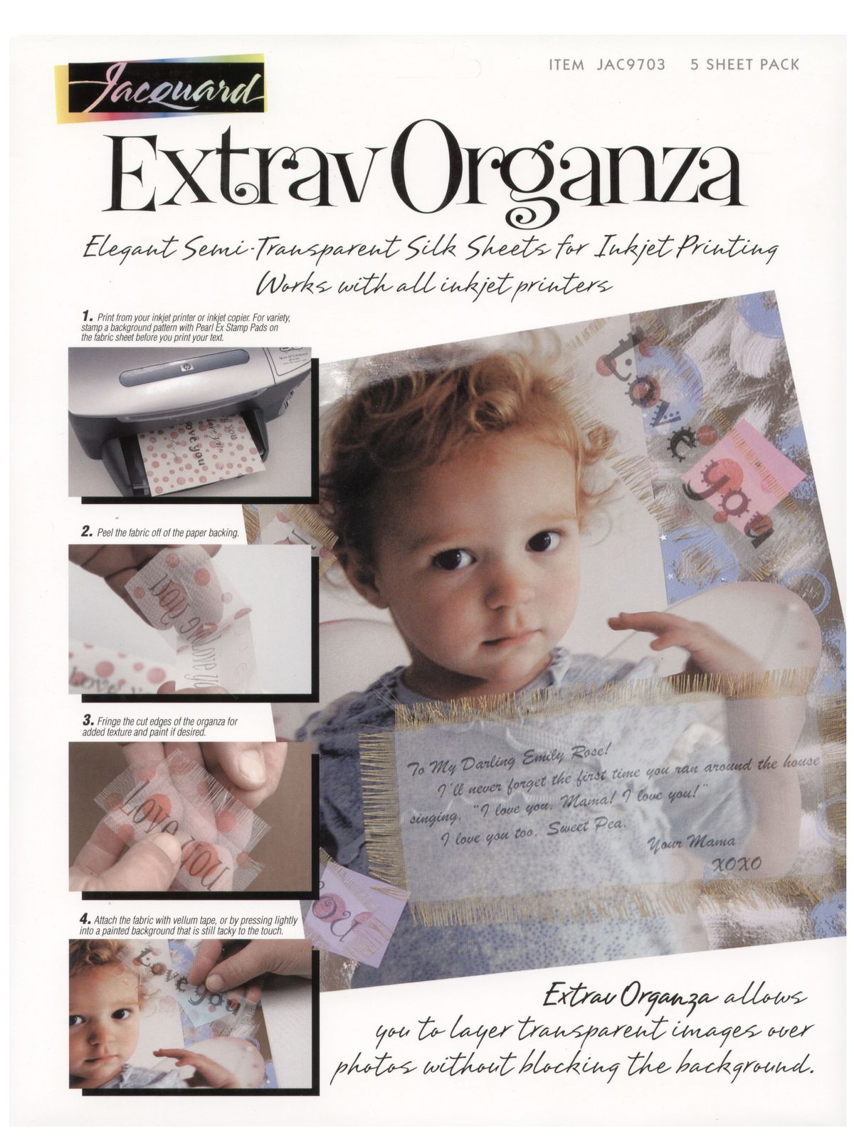 ExtravOrganza Fabric Sheets pack of 5