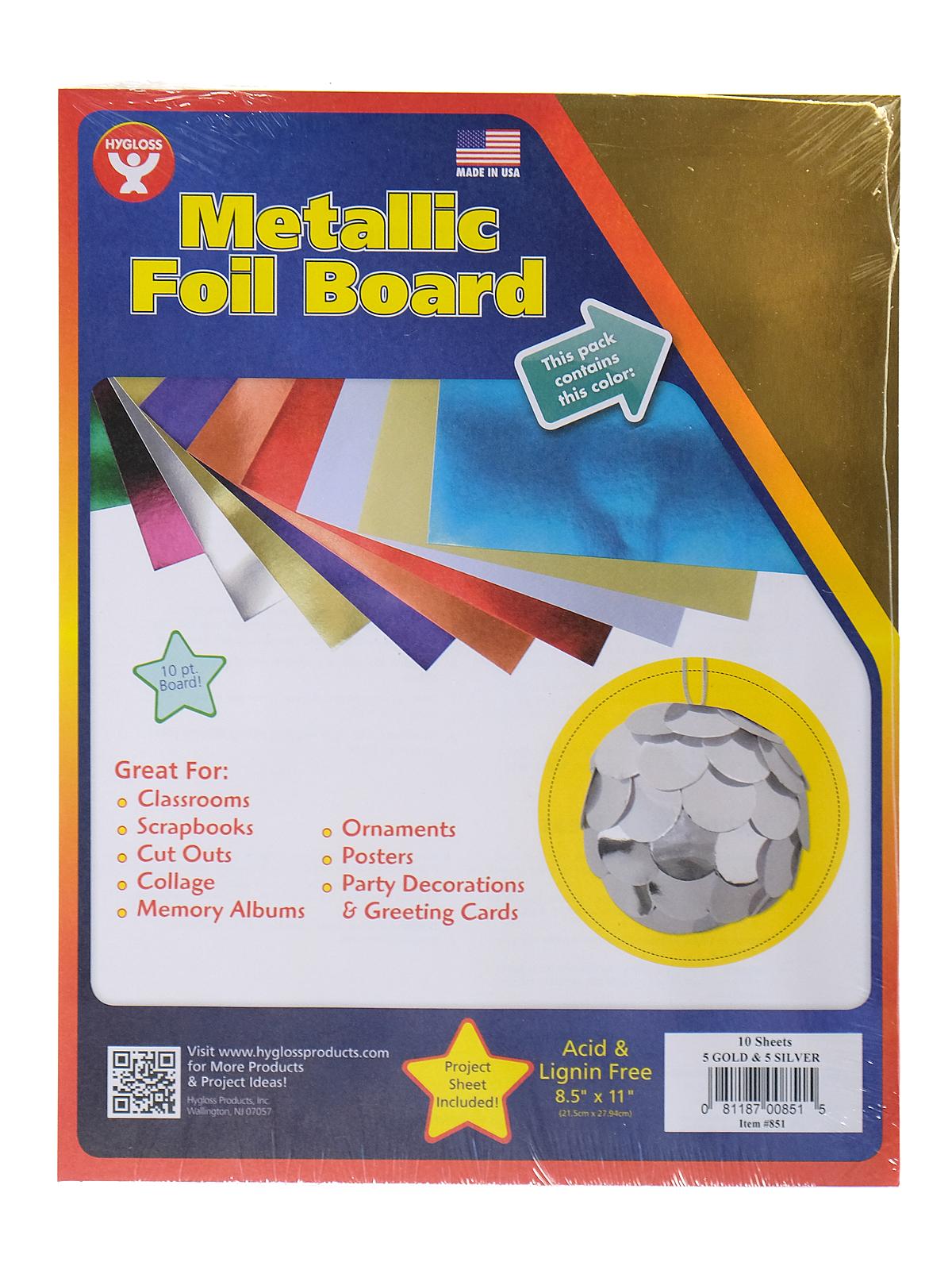 Metallic Foil Board gold and silver 8 1 2 in. x 11 in.