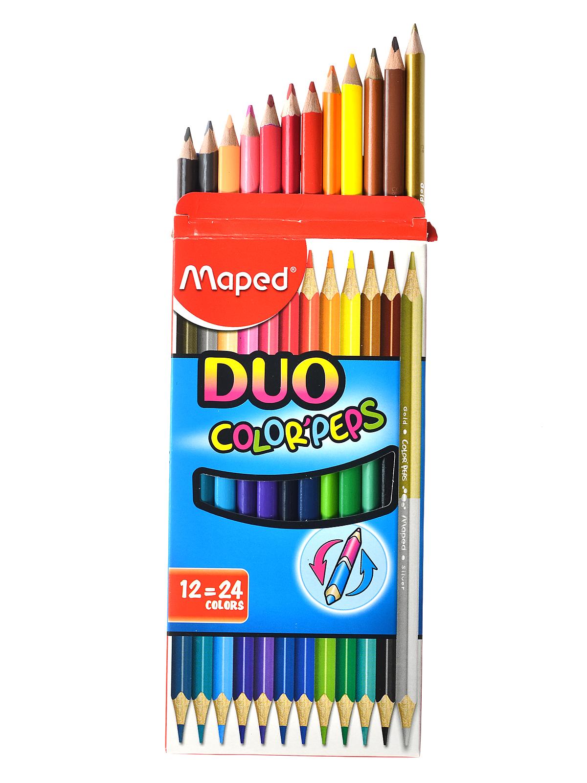 Triangular Colored Pencil Sets Assorted Set Of 24 Duo Colors