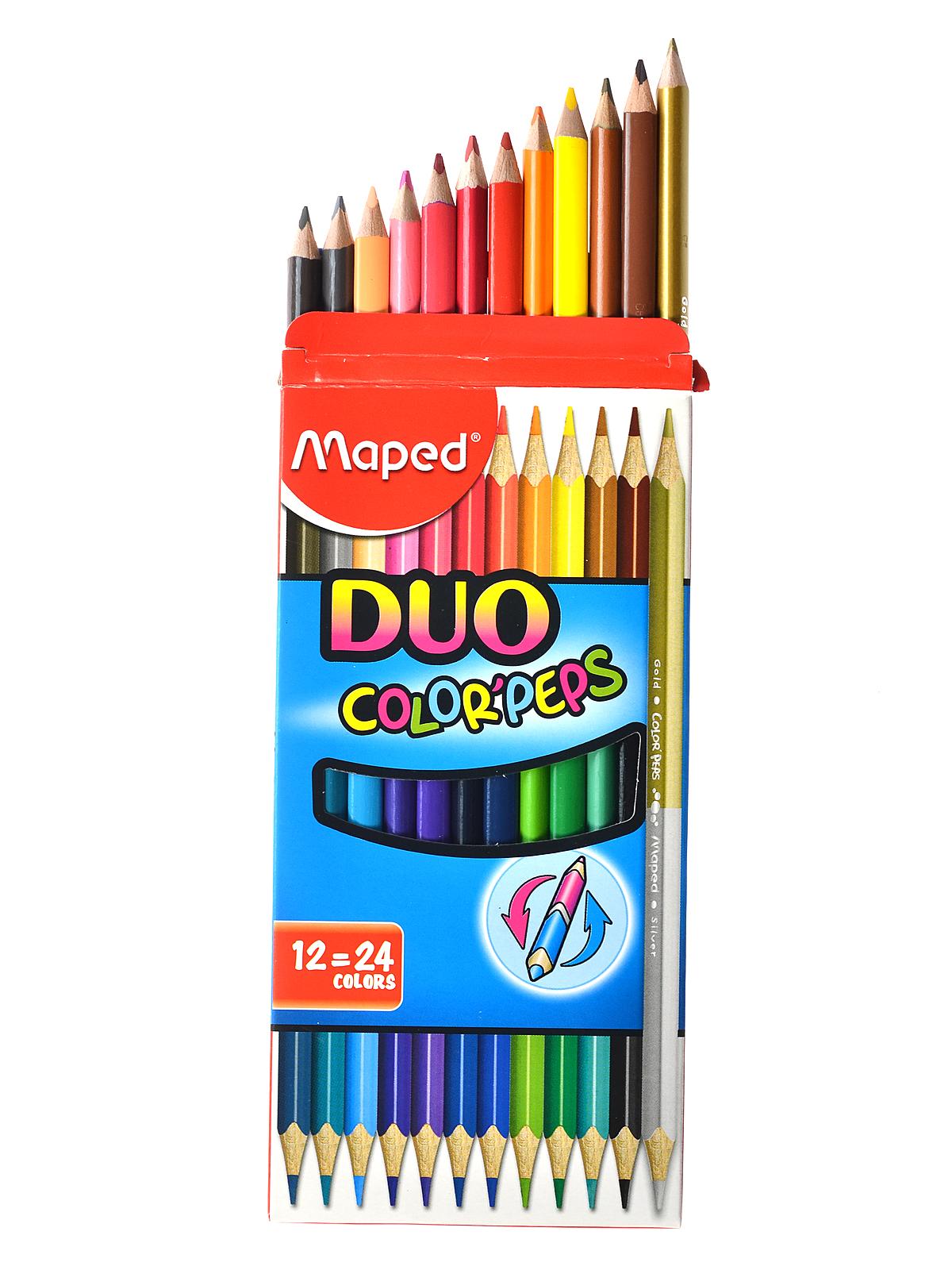 Triangular Colored Pencil Sets assorted set of 24 Duo Colors