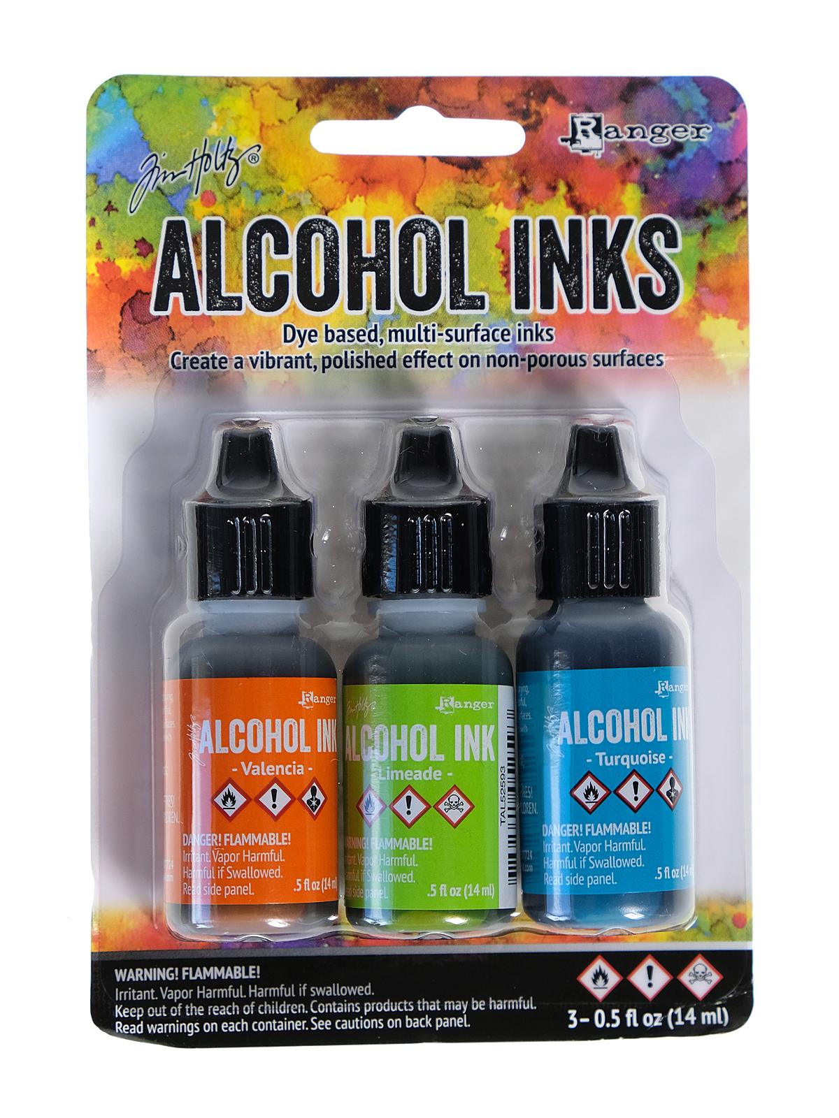 Tim Holtz Alcohol Ink Sets spring break valencia, limeade, turquoise