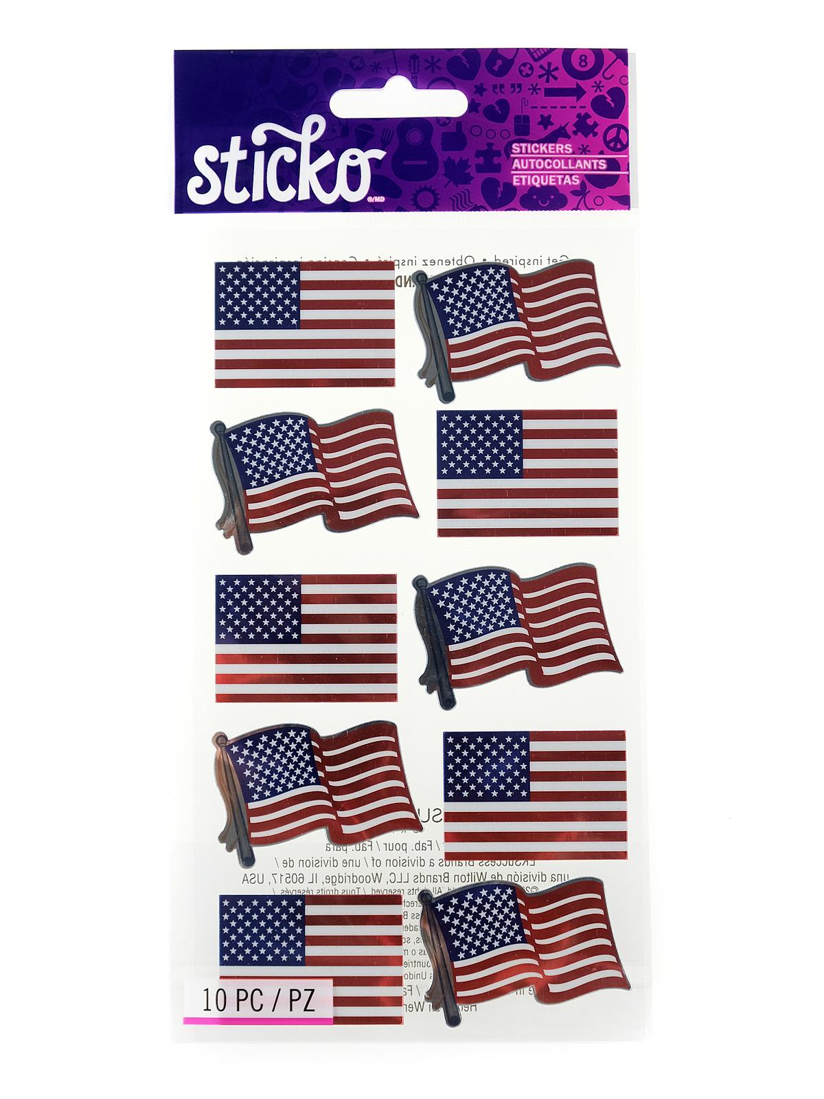 Classic Stickers metallic waving flags 10 pieces