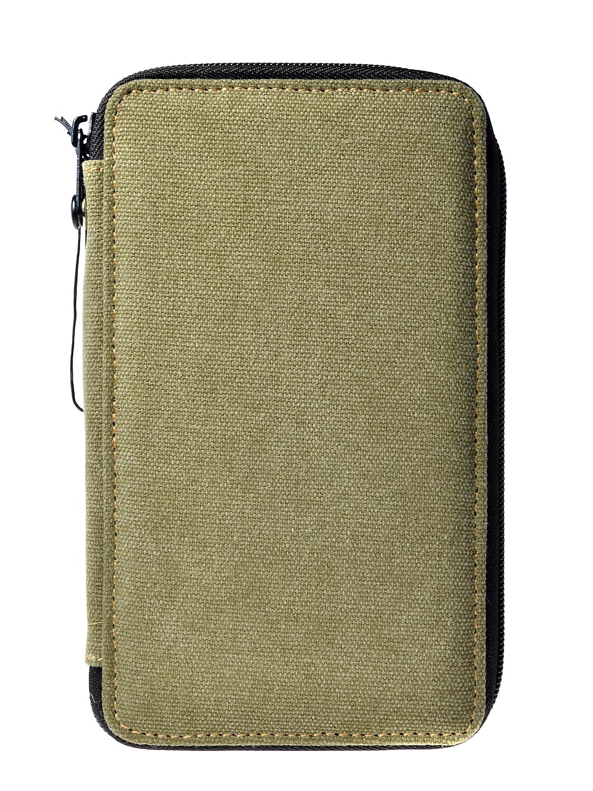Canvas Pencil Cases olive holds 24 pencils