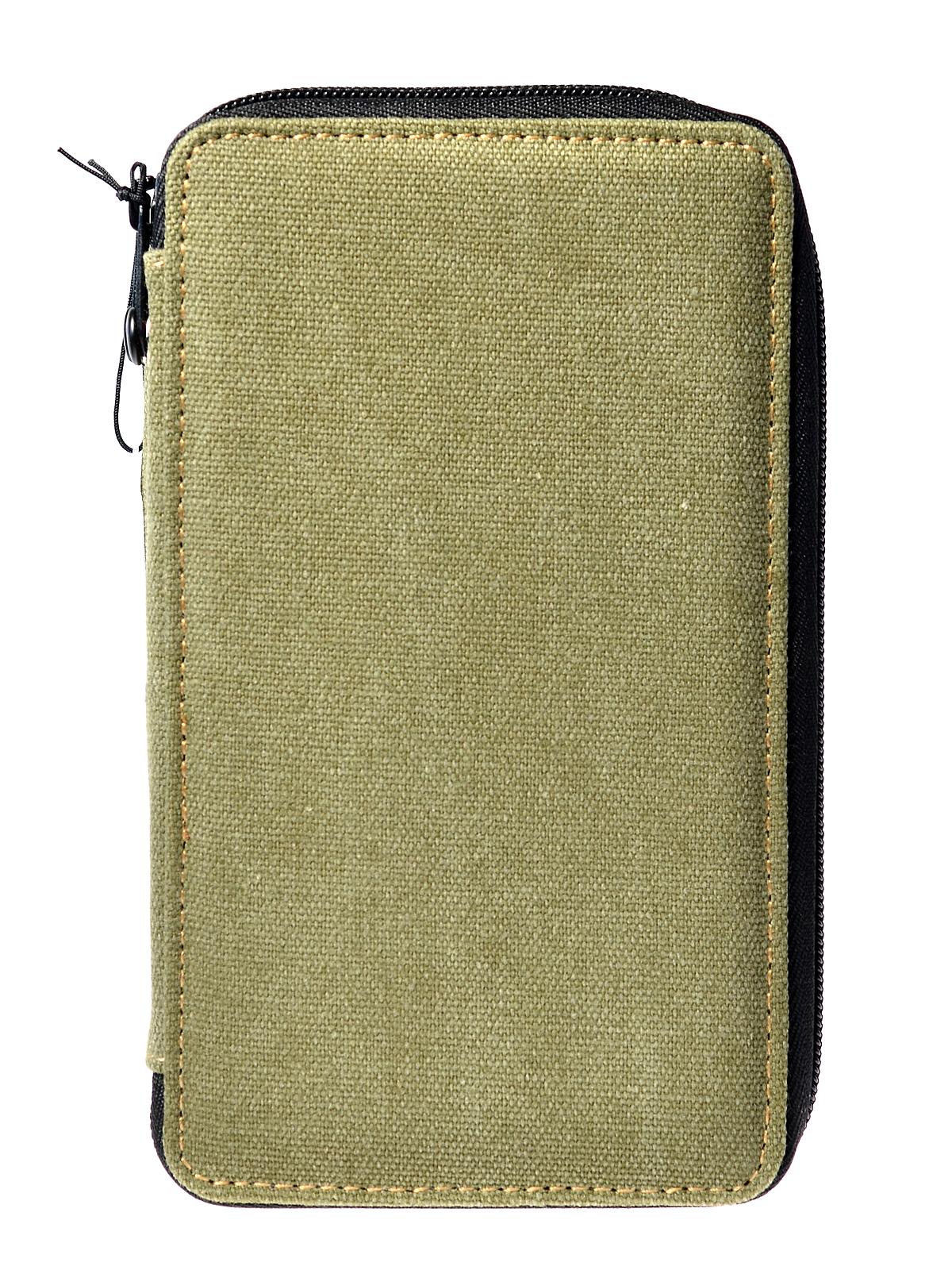 Canvas Pencil Cases olive holds 48 pencils