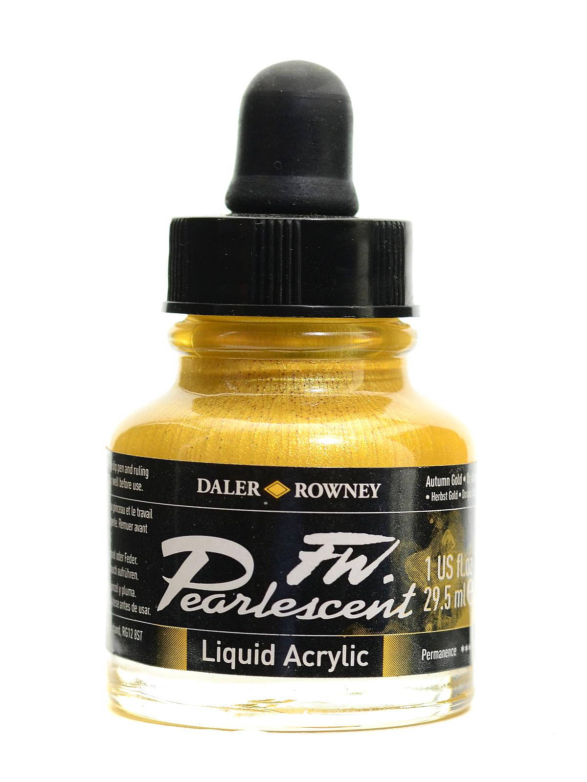 FW Pearlescent and Shimmering Liquid Acrylic autumn gold 1 oz.