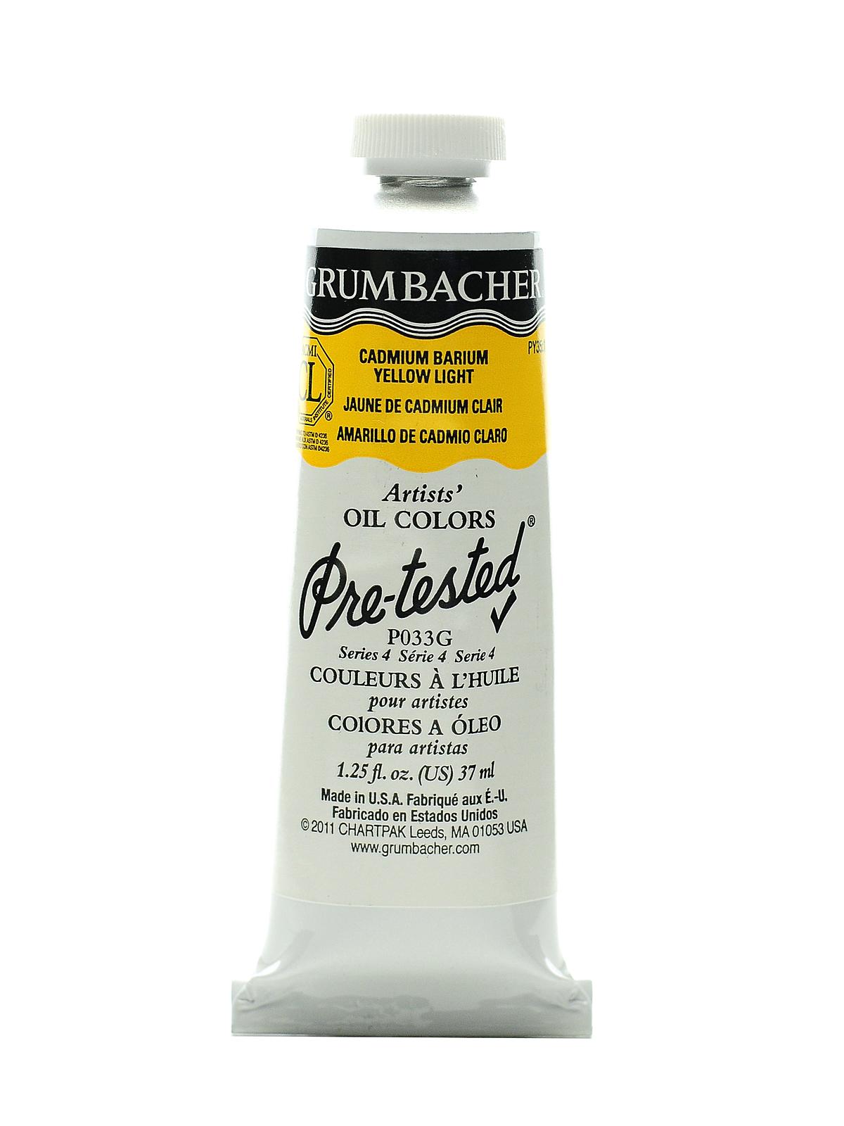 Pre-Tested Artists Oil Colors cadmium barium yellow light P033 1.25 oz.