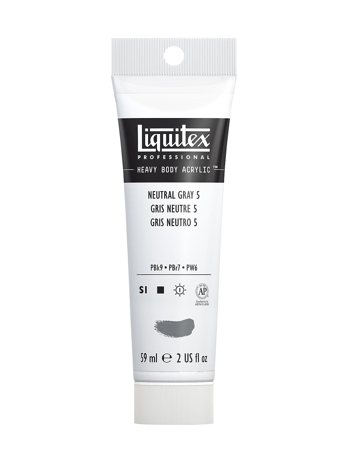 Heavy Body Professional Artist Acrylic Colors neutral gray value 5 2 oz.