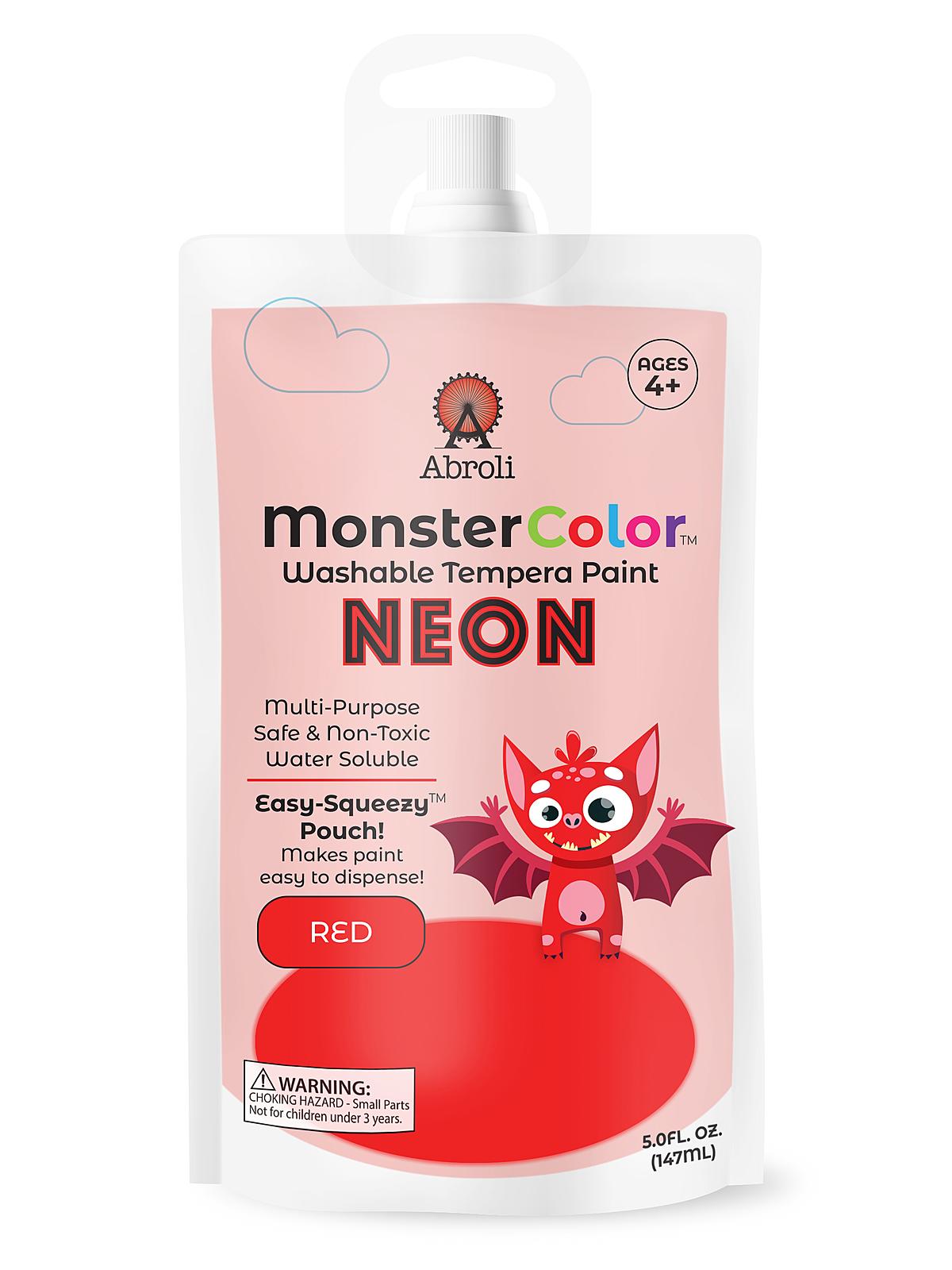 Monster Color Tempera Paint Neon Red 5 Oz. Pouch