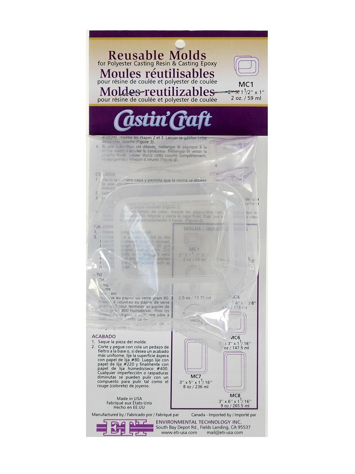 MC Poly Resin Molds 2 in. x 1 1 2 in. x 1 in. 2 oz. rectangular
