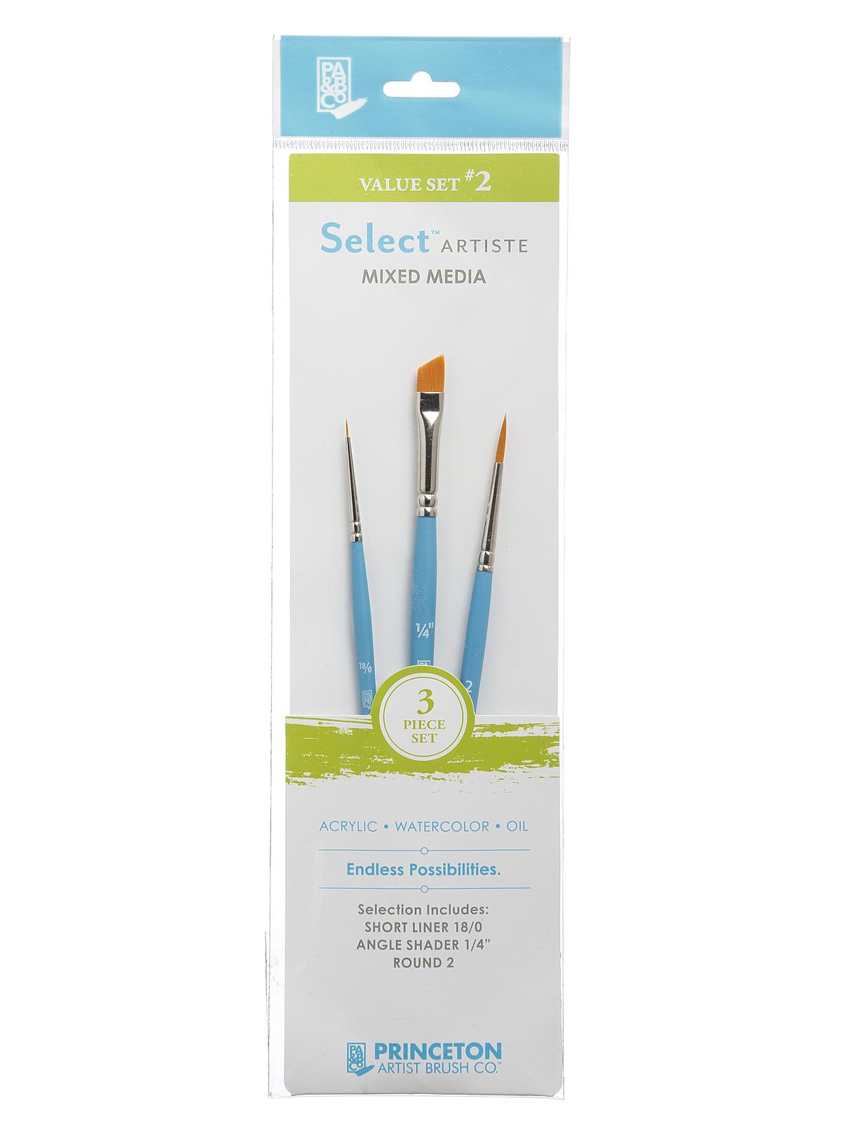 Select Artiste Brush Sets Select Value Set #2 short liner 18 0, angle shader 1 4