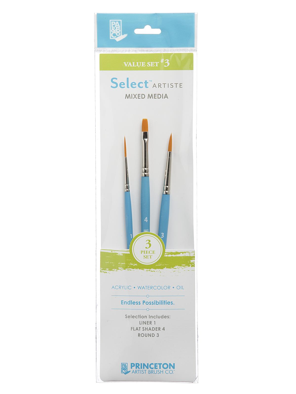 Select Artiste Brush Sets Select Value Set #3 liner 1, flat shader 4, round 3