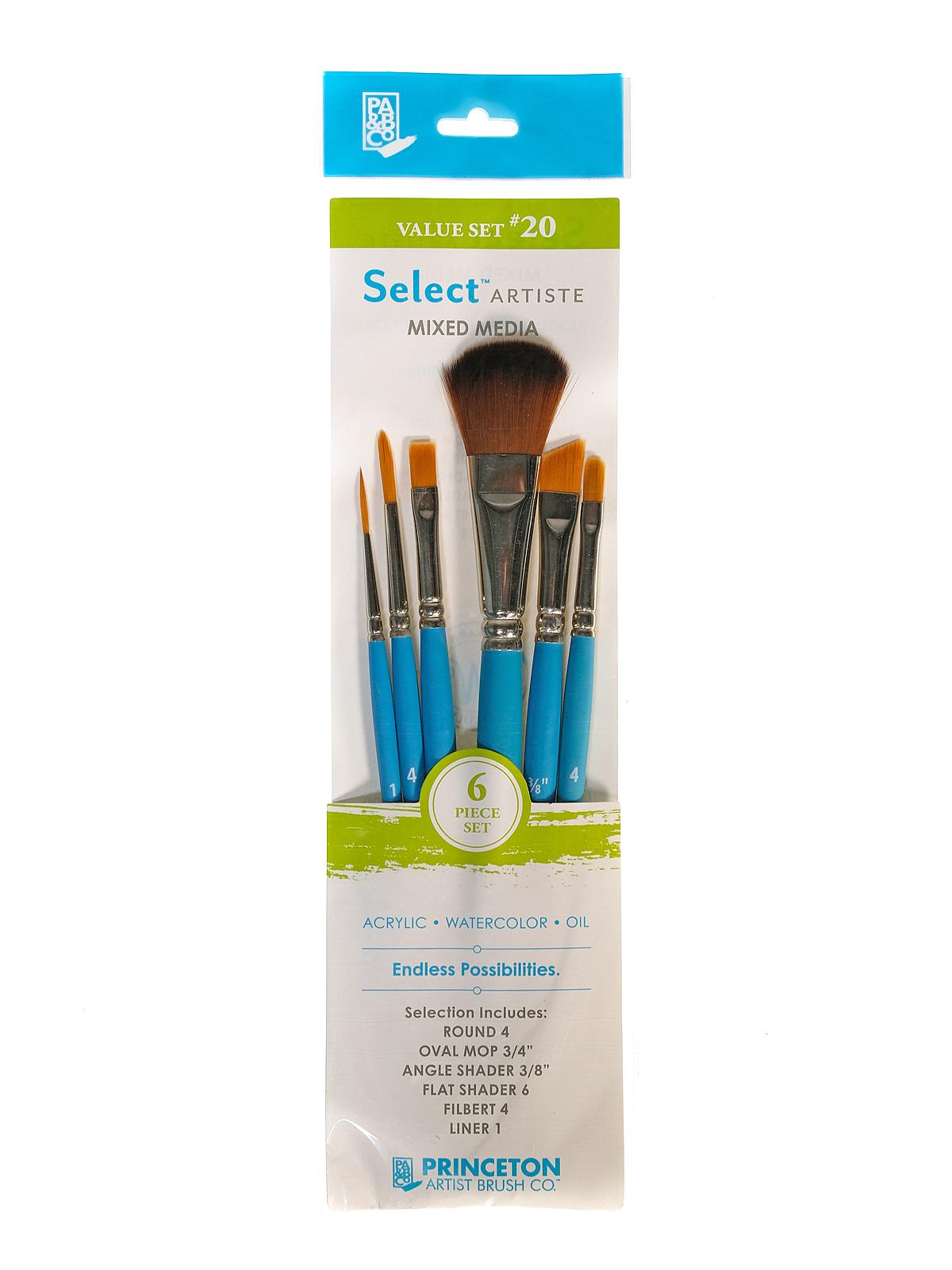 Select Artiste Brush Sets Select Value Set #20 round 4, oval mop 3 4