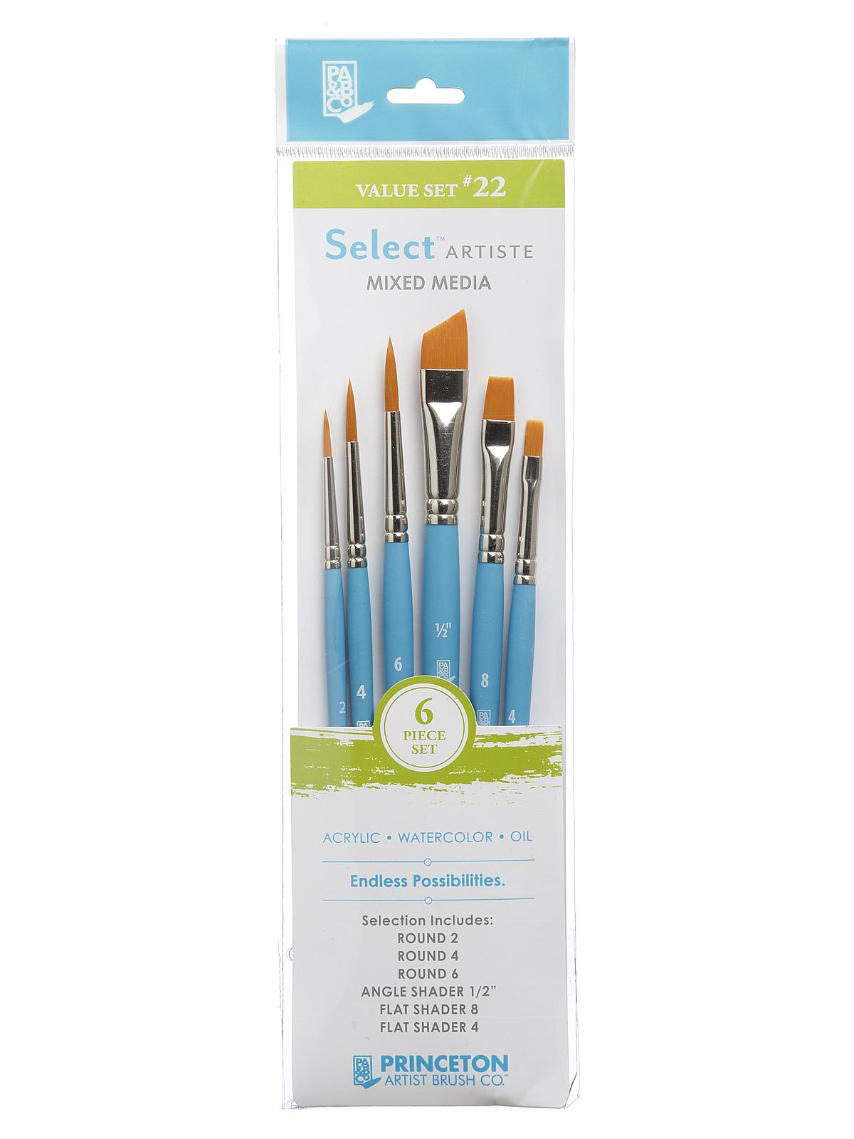 Select Artiste Brush Sets Select Value Set #22 round 2, 4, 6, angle shader 1 2