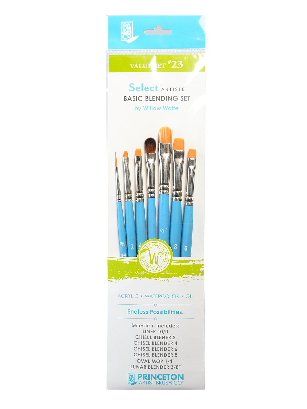 Select Artiste Brush Sets Select Value Set #23 Lunar Blender 3 8", Linter 10 0, Chisel Blender 2, 4, 6, 8, Oval Mop 1 4"