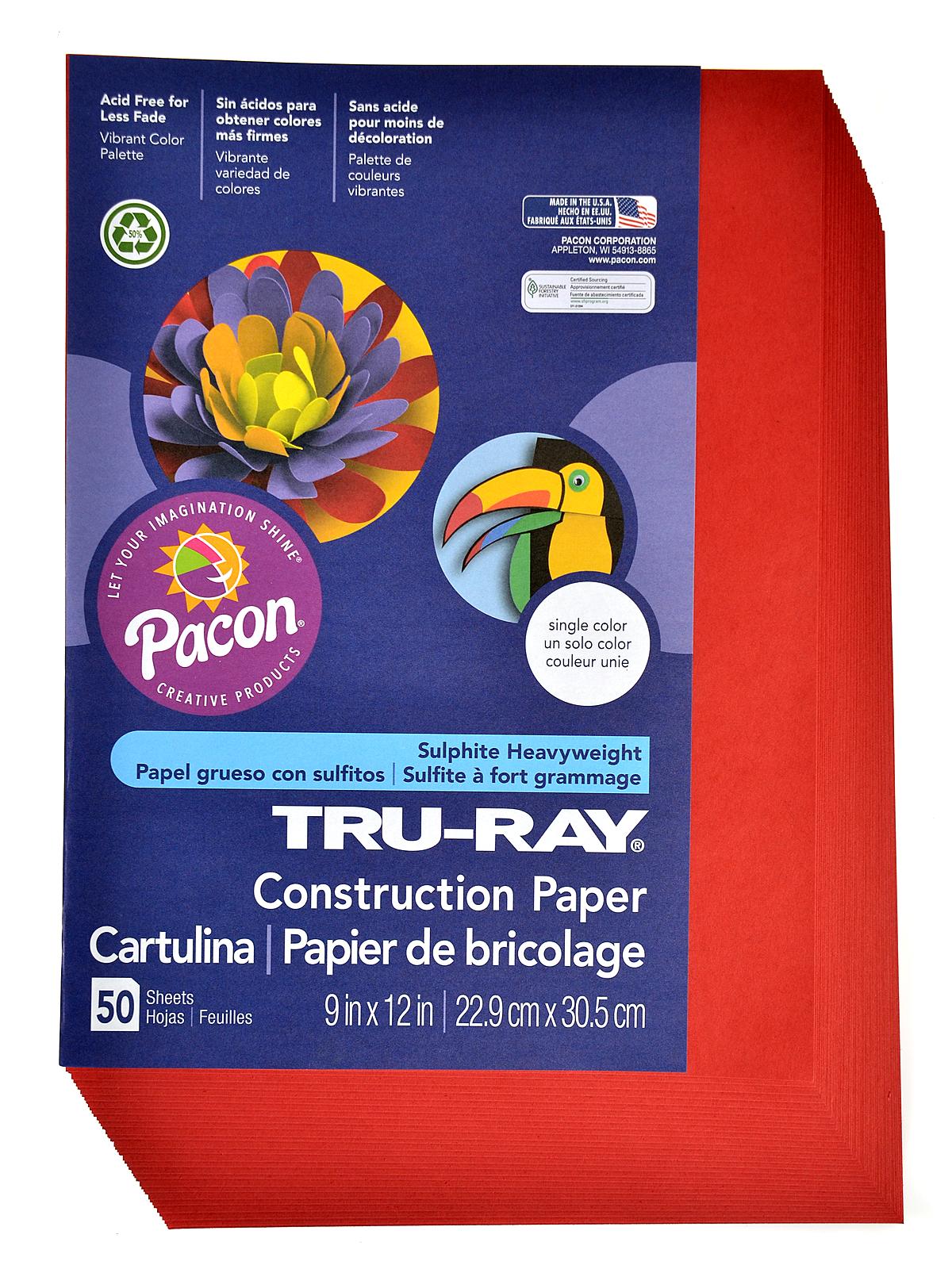 Sulphite Construction Paper holiday red 9 in. x 12 in. 50 sheets
