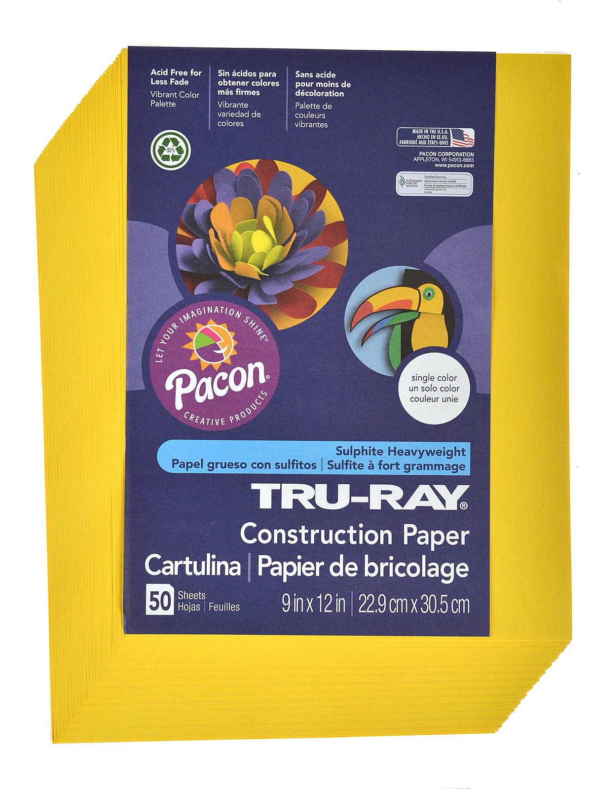 Sulphite Construction Paper Yellow 9 In. X 12 In. 50 Sheets