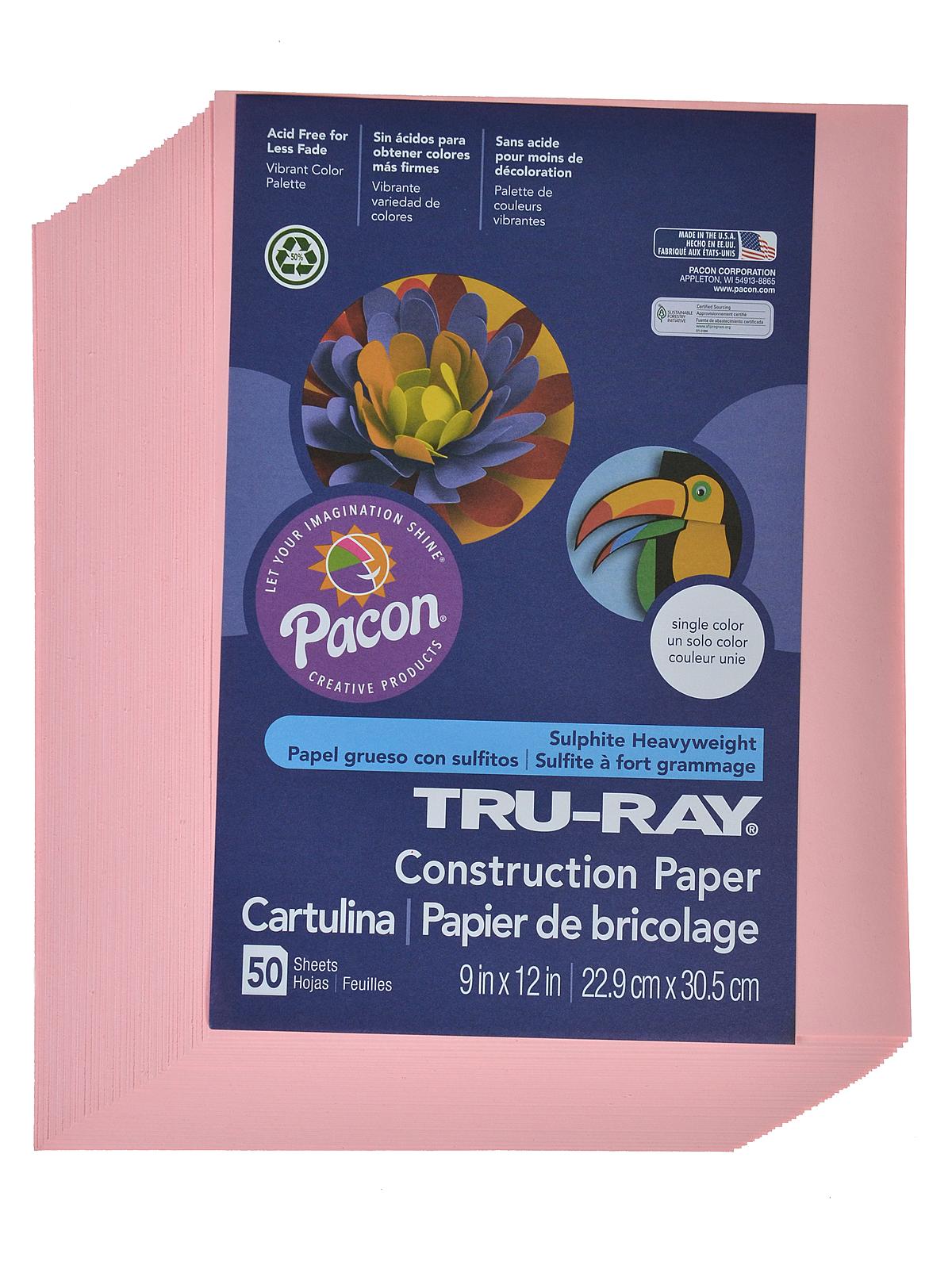Sulphite Construction Paper pink 9 in. x 12 in. 50 sheets