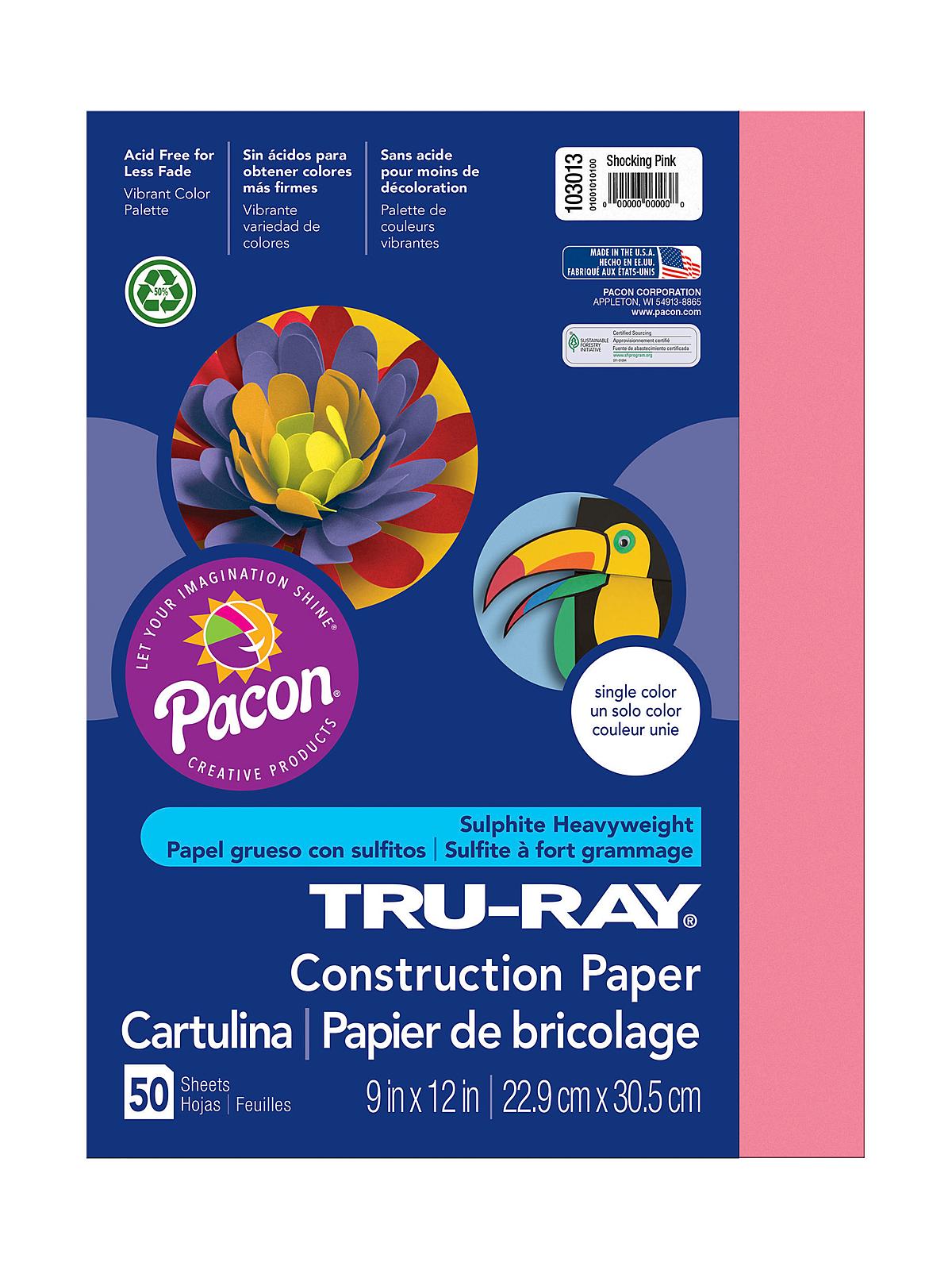 Sulphite Construction Paper shocking pink 9 in. x 12 in. 50 sheets