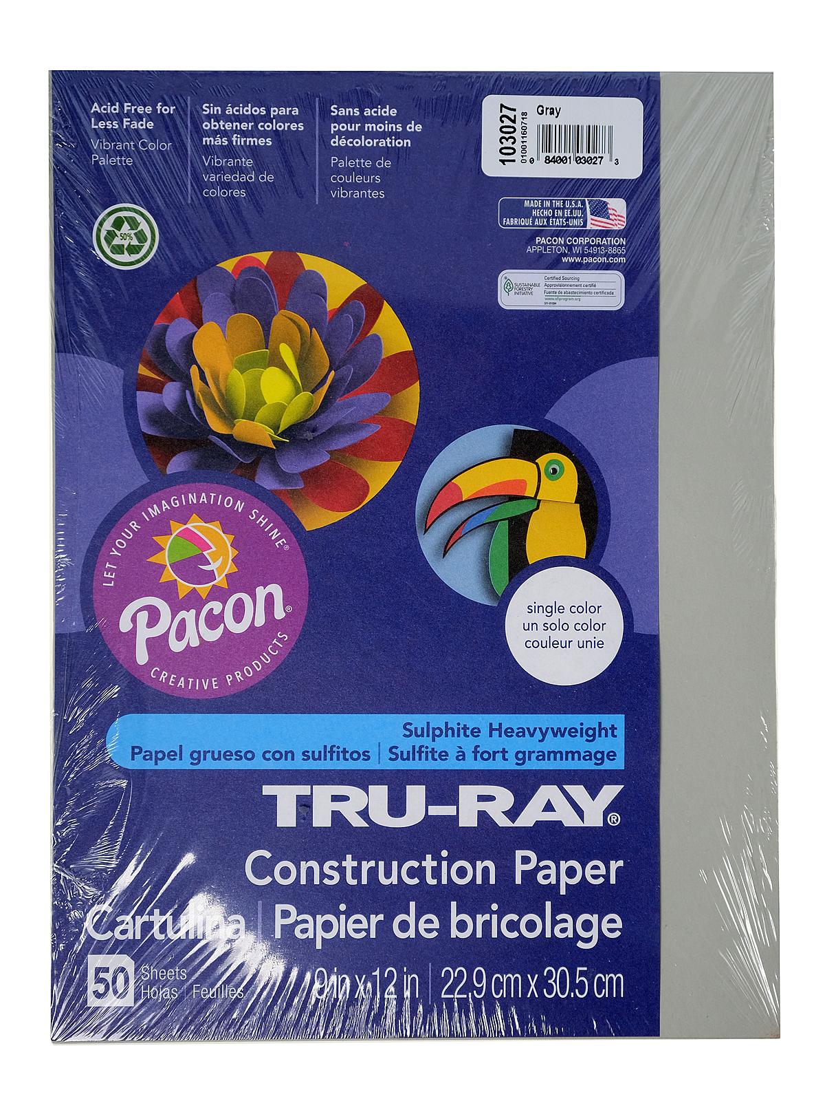 Sulphite Construction Paper gray 9 in. x 12 in. 50 sheets