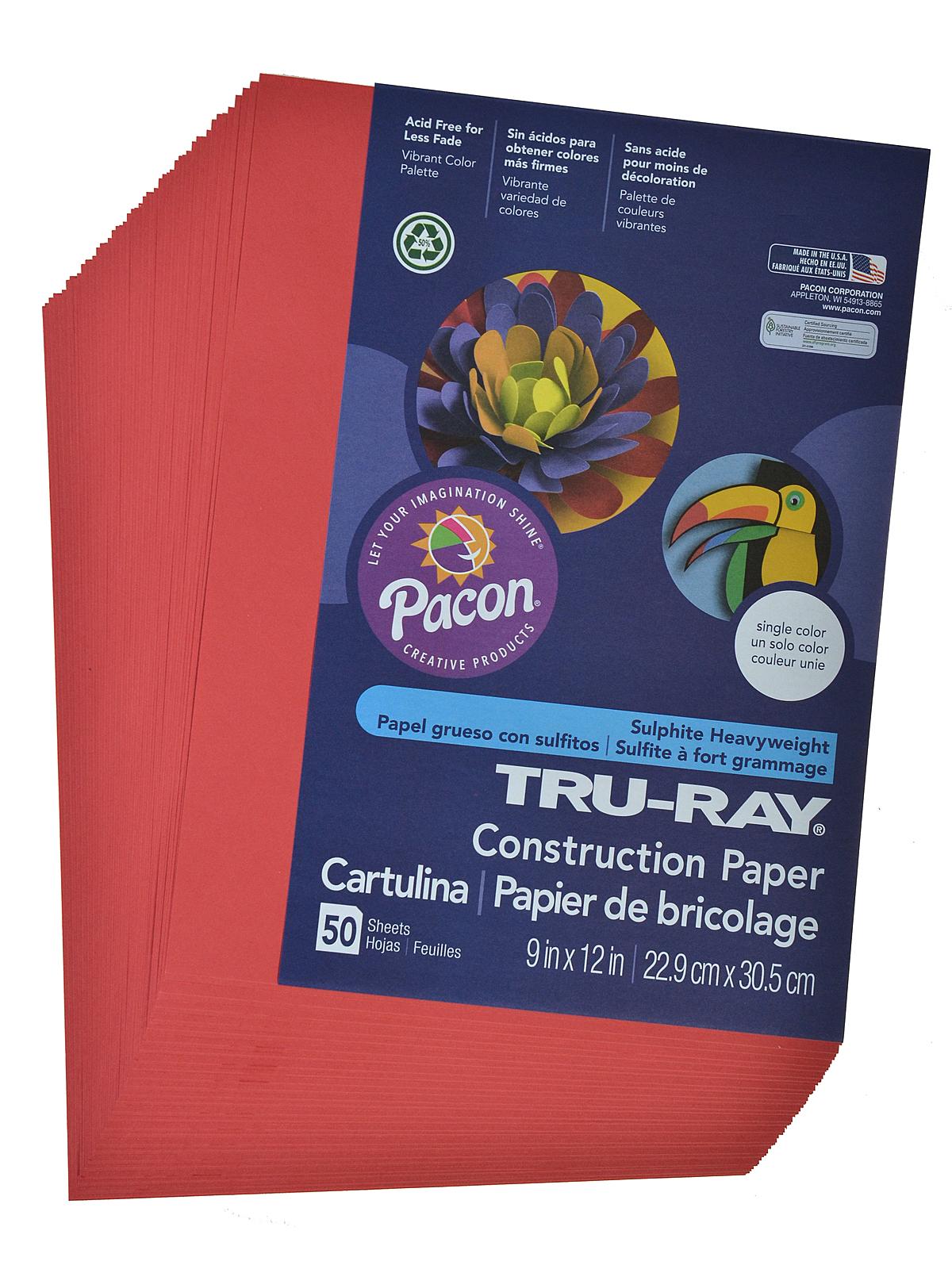 Sulphite Construction Paper Red 9 In. X 12 In. 50 Sheets
