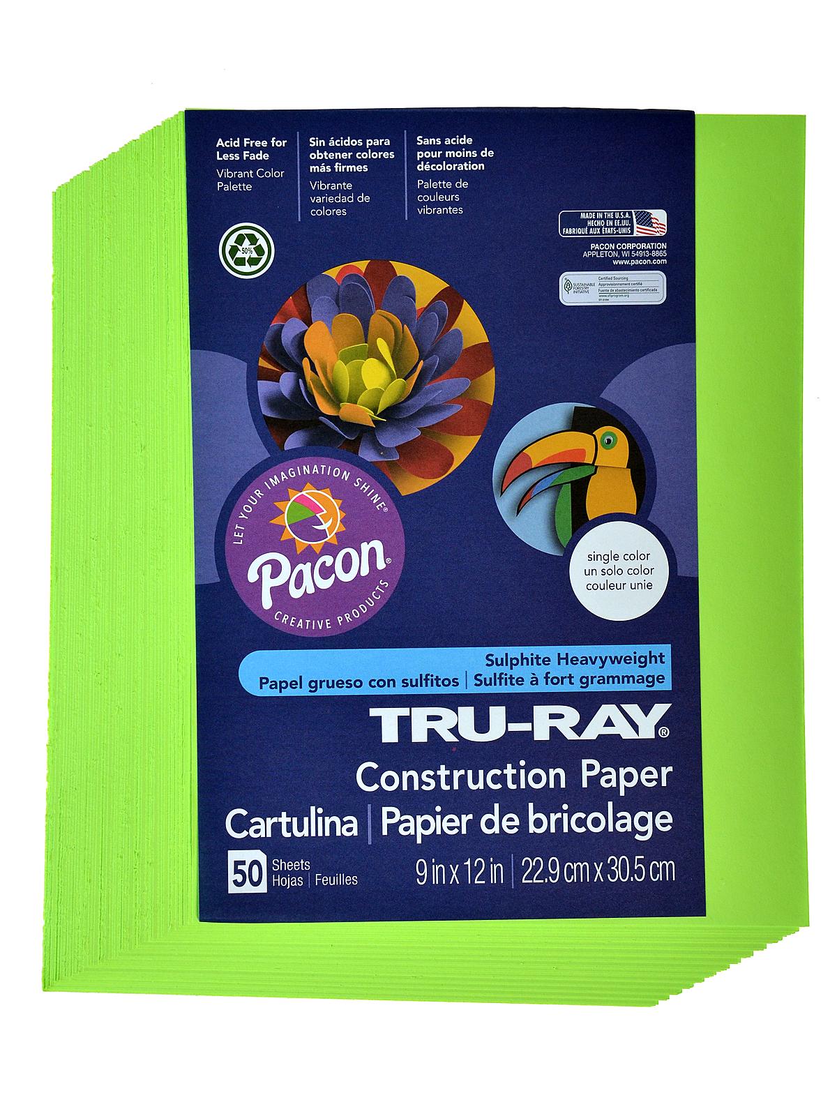 Sulphite Construction Paper Brilliant Lime 9 In. X 12 In. 50 Sheets