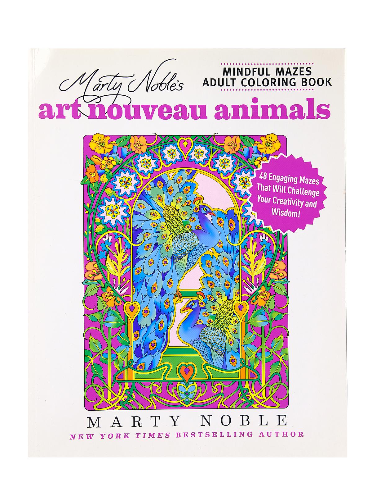 Mindful Mazes Adult Coloring Book Art Nouveau Animals