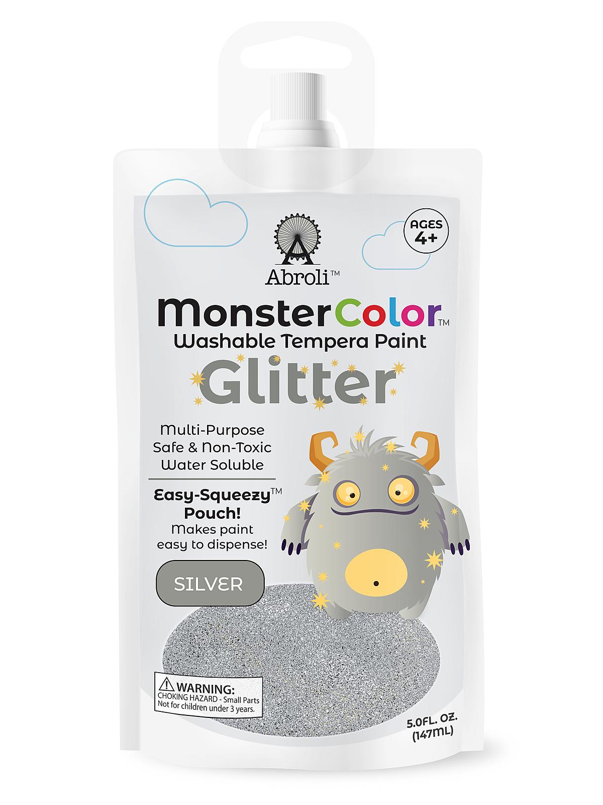 Monster Color Tempera Paint Glitter Silver 5 Oz. Pouch