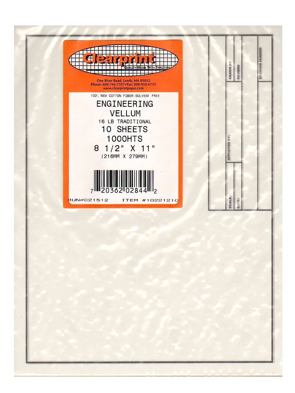 Engineering Vellum 8 1 2 in. x 11 in. pack of 10