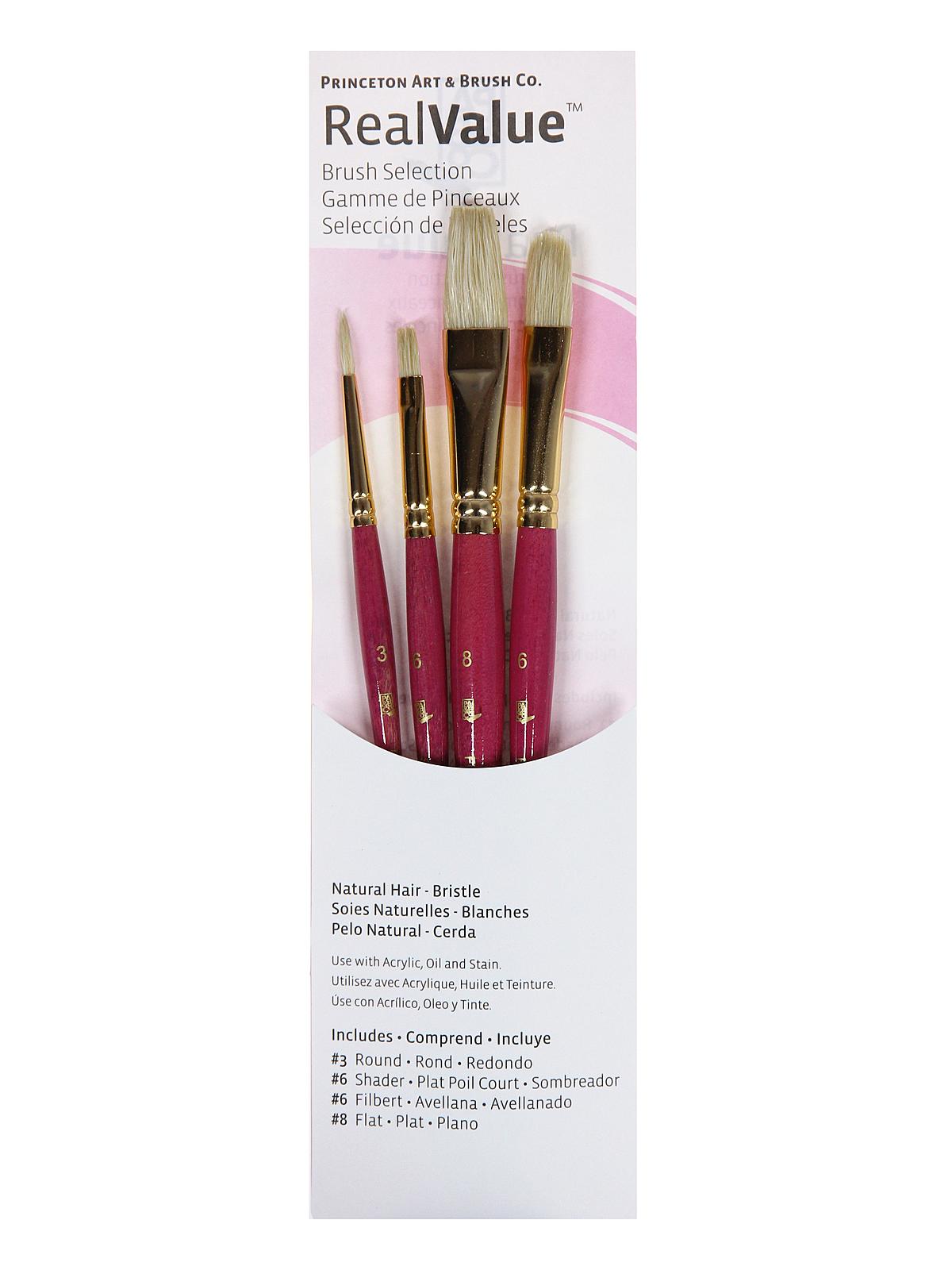 Real Value Brush Series Pink Short Handled Sets 9183 set of 4