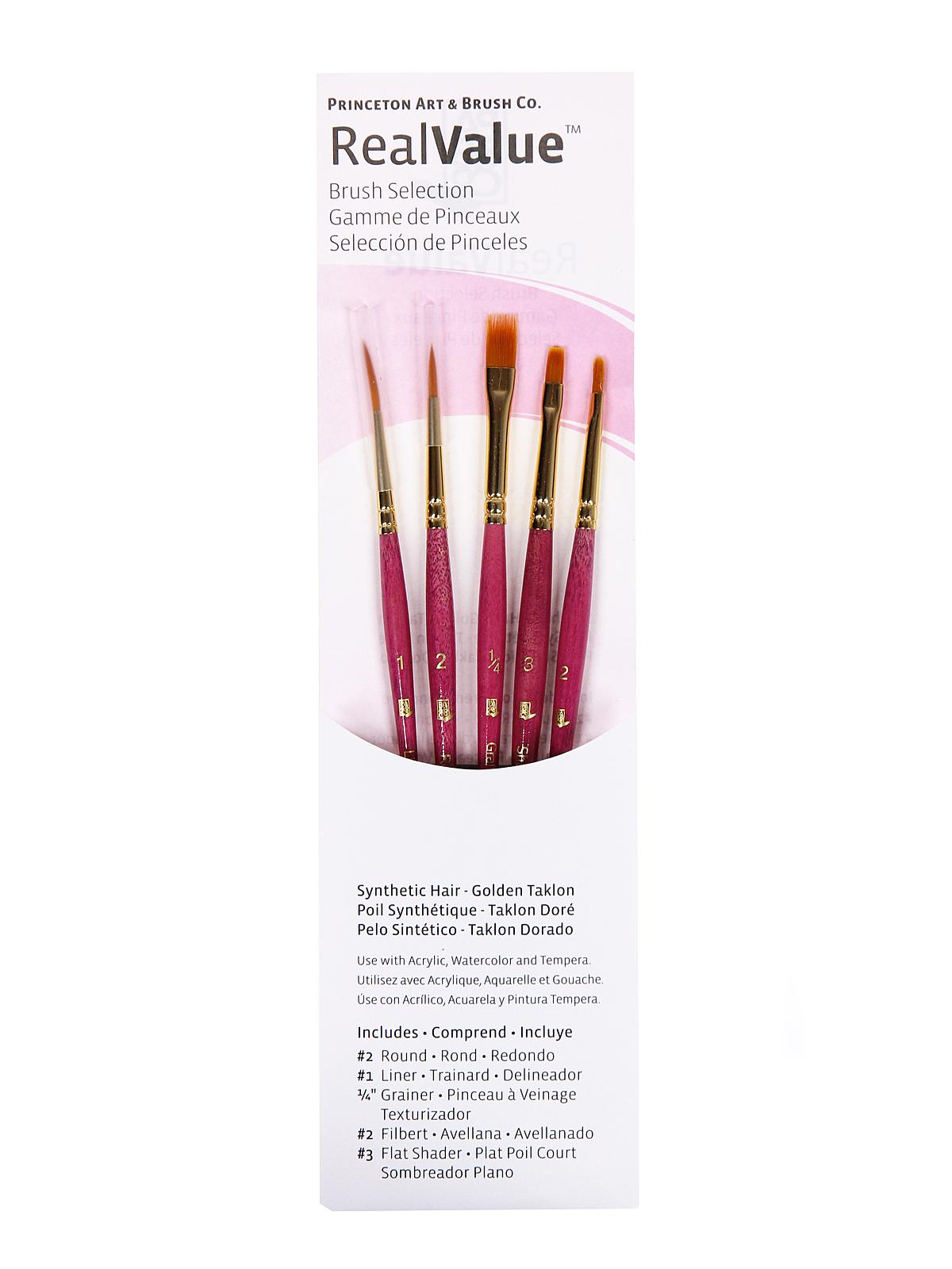 Real Value Brush Series Pink Short Handled Sets 9184 set of 5