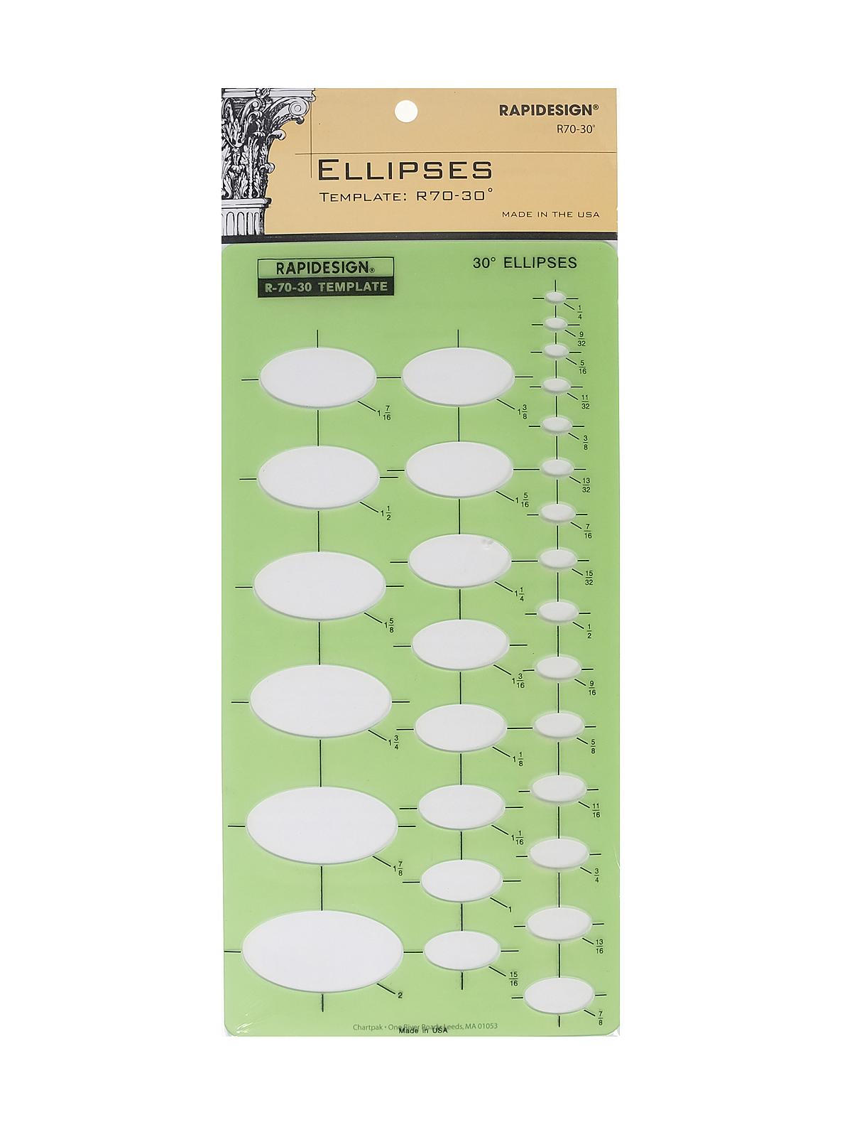 Ellipses Drafting Templates Individual Ellipse Series 30 Degrees Each