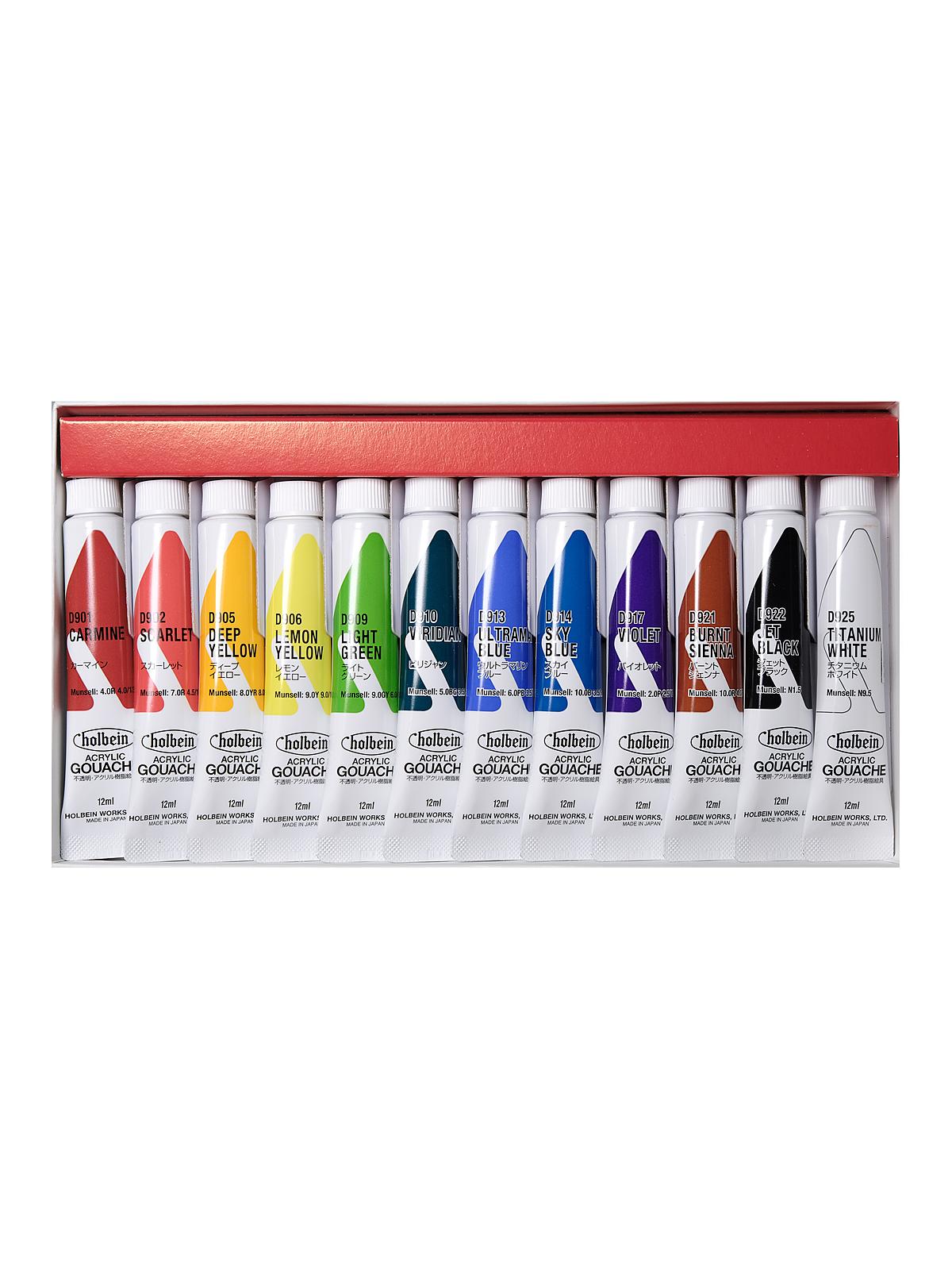 Acrylic Gouache Sets set of 12 12 ml