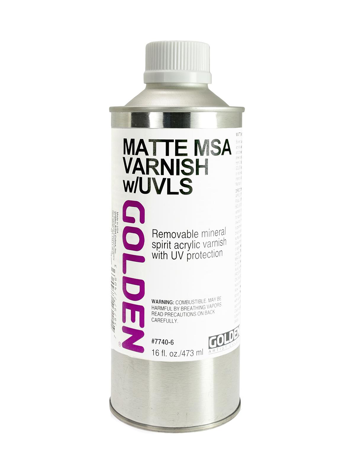 MSA (Mineral Spirit Acrylic) Varnish with UVLS matte 16 oz.