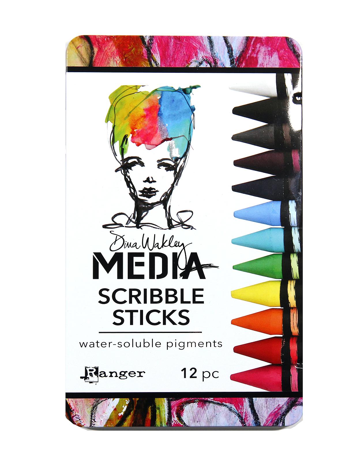 Dina Wakley Media Scribble Sticks Set 1 12 Pieces