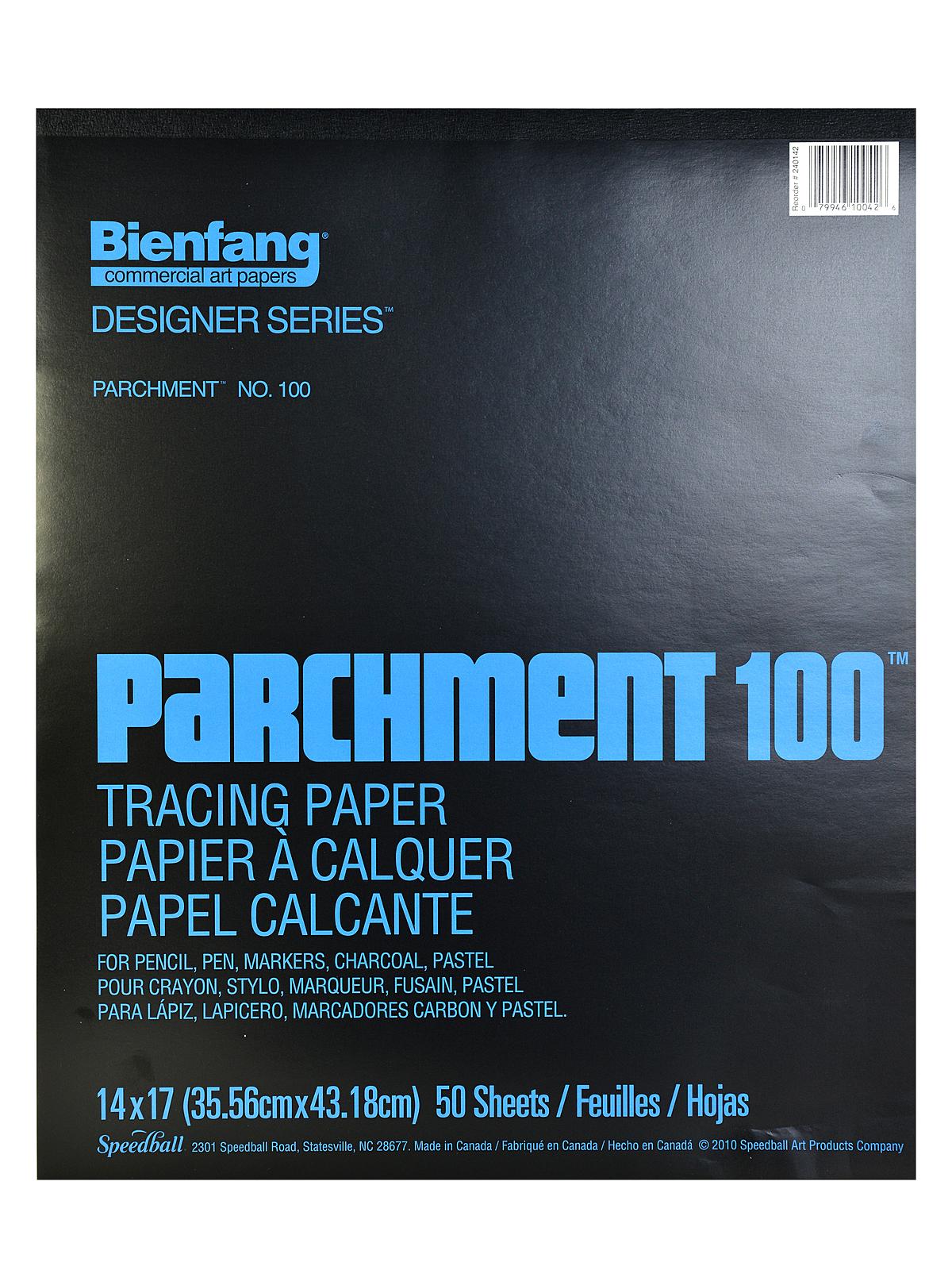 Parchment 100 Tracing Paper 14 In. X 17 In. Pad Of 50 Sheets
