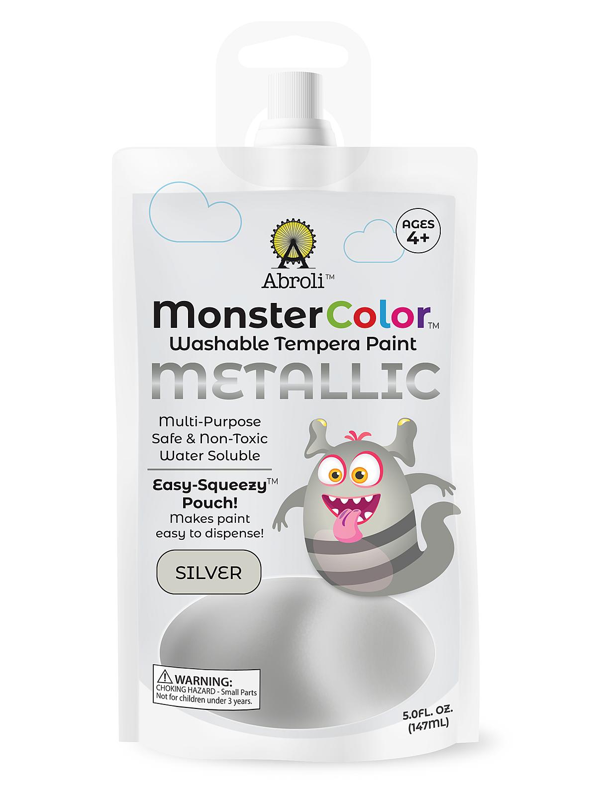 Monster Color Tempera Paint Metallic Silver 5 Oz. Pouch