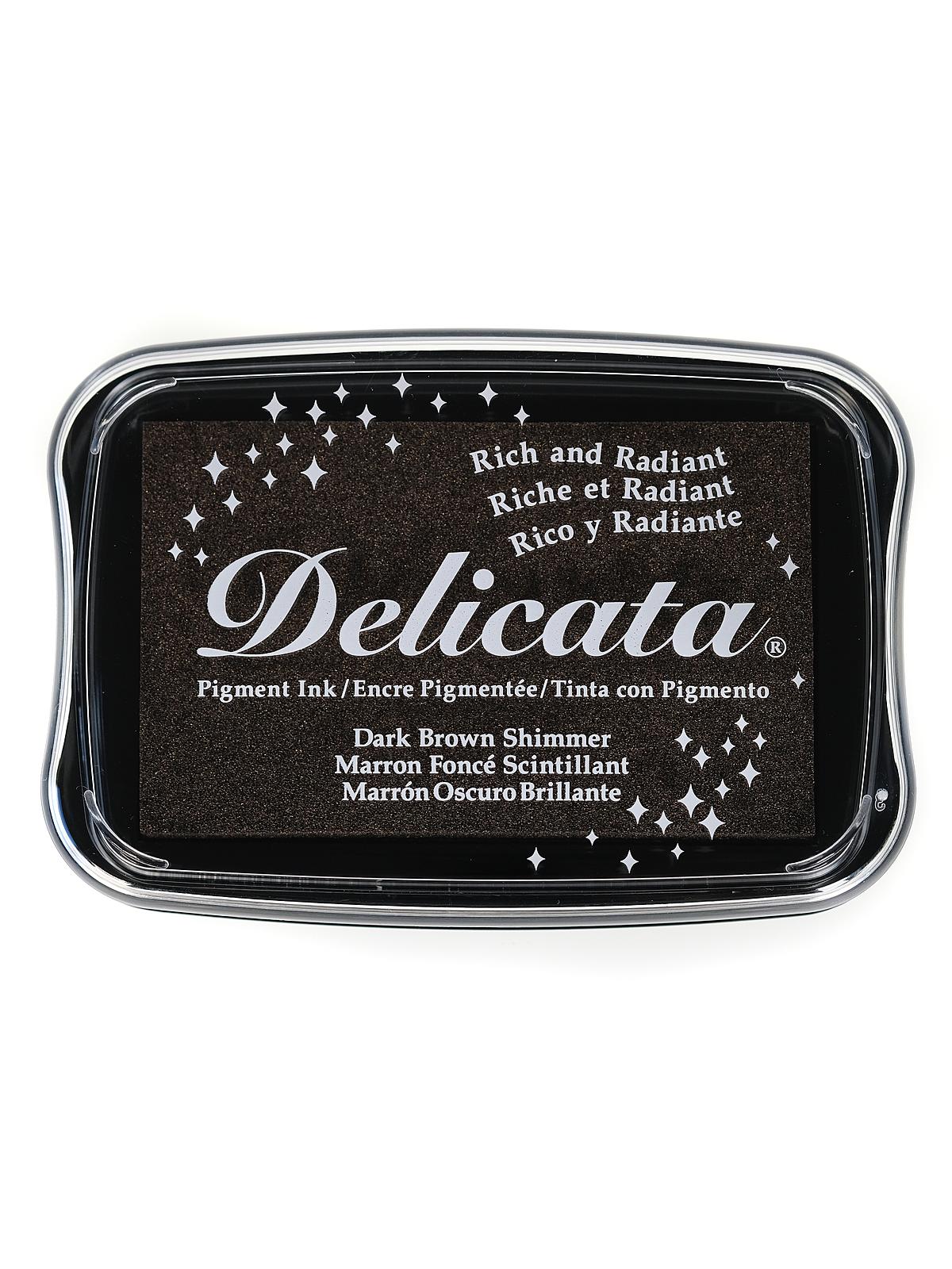 Delicata Pigment Ink 3.75 in. x 2.625 in. full-size pad dark brown shimmer