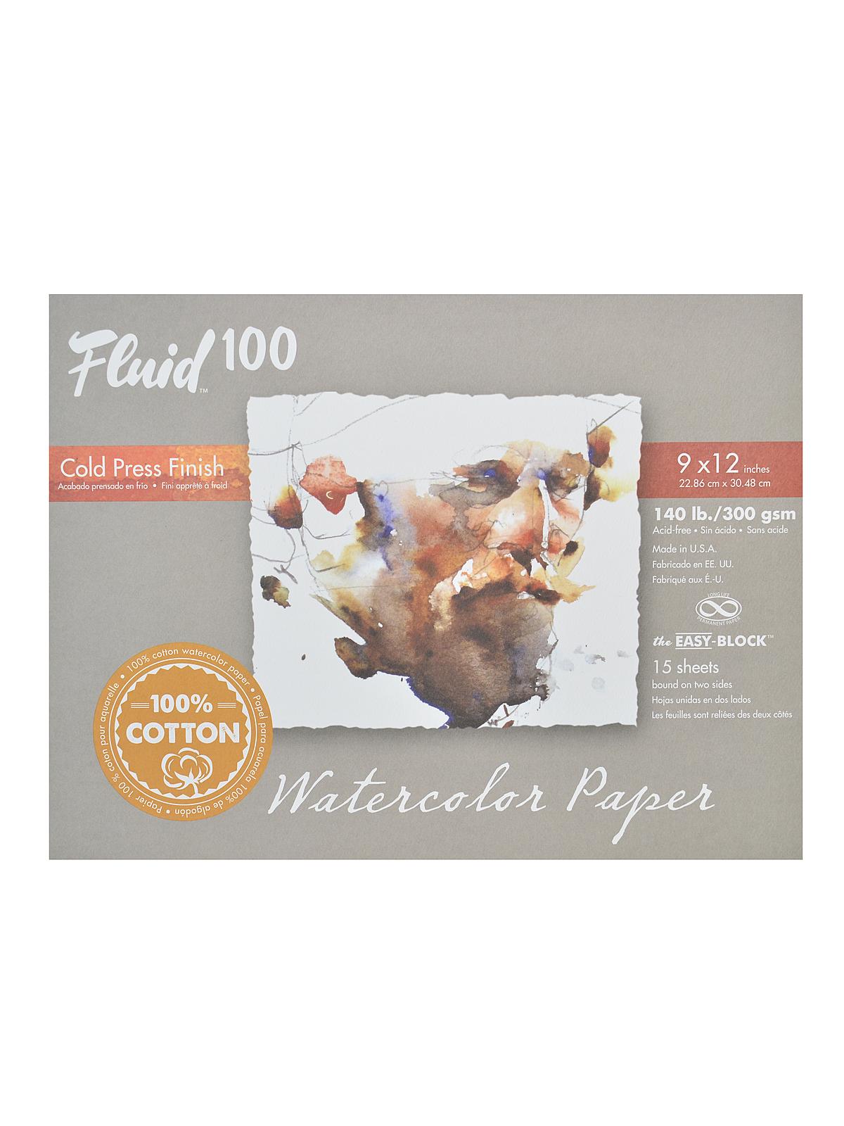 100 Watercolor Paper EZ Blocks 140 Lb. Cold Press 9 In. X 12 In. 15 Sheets