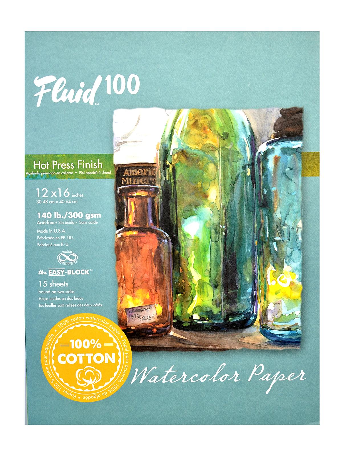 100 Watercolor Paper EZ Blocks 140 lb. hot press 12 in. x 16 in. 15 sheets
