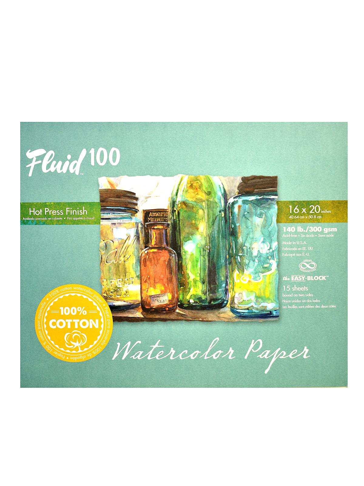 100 Watercolor Paper EZ Blocks 140 lb. hot press 16 in. x 20 in. 15 sheets
