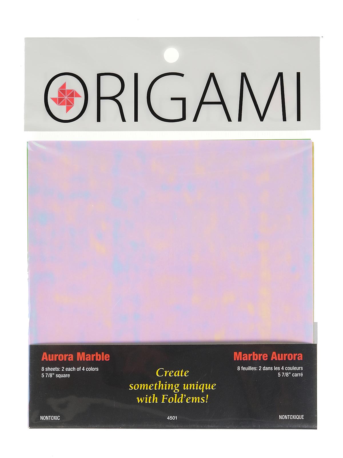 Fold'ems Origami Paper Aurora Marble 5 7 8 In. Pack Of 8